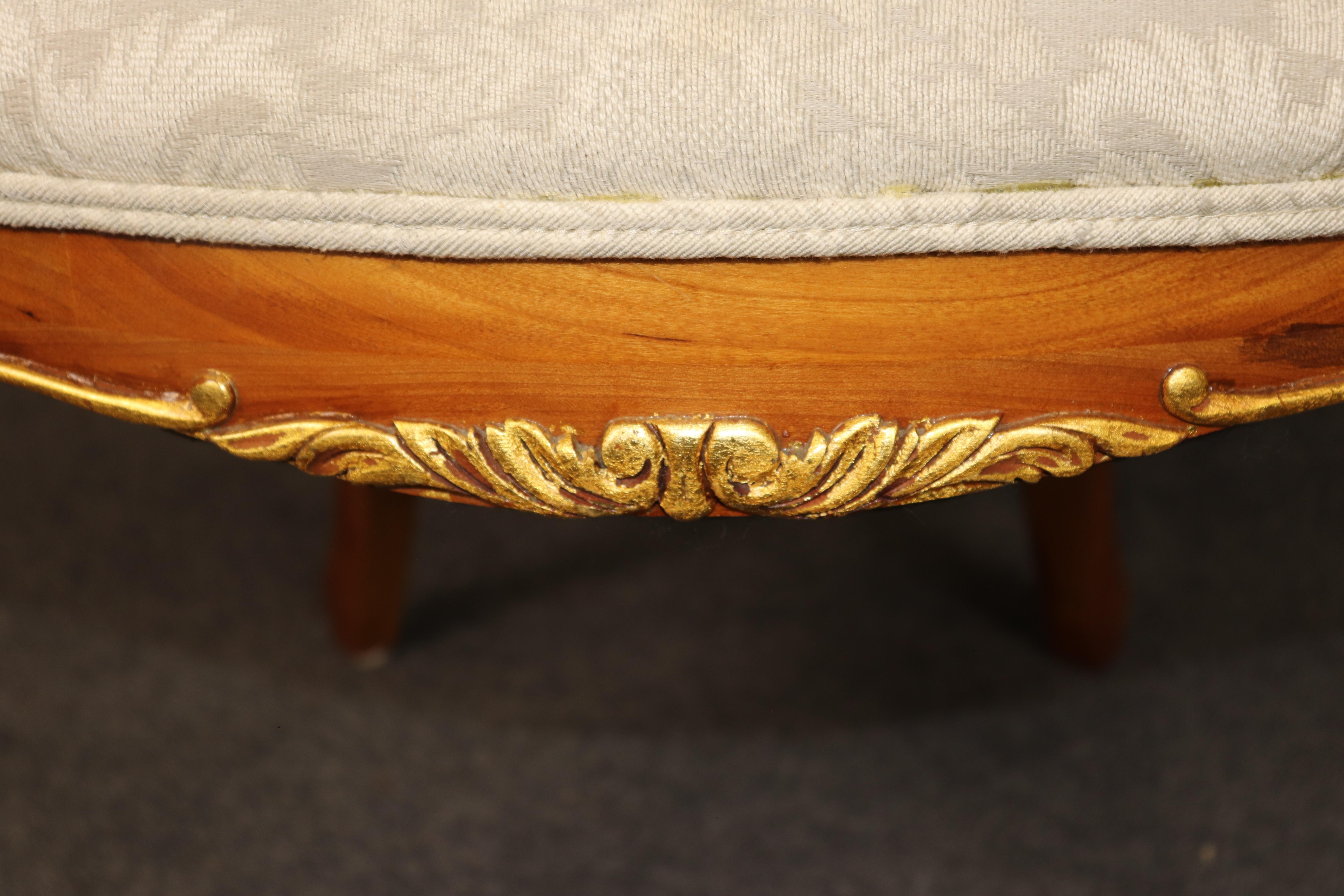 6 Louis XV Style Carved Walnut and Gilt Accent Dining Chairs For Sale 4