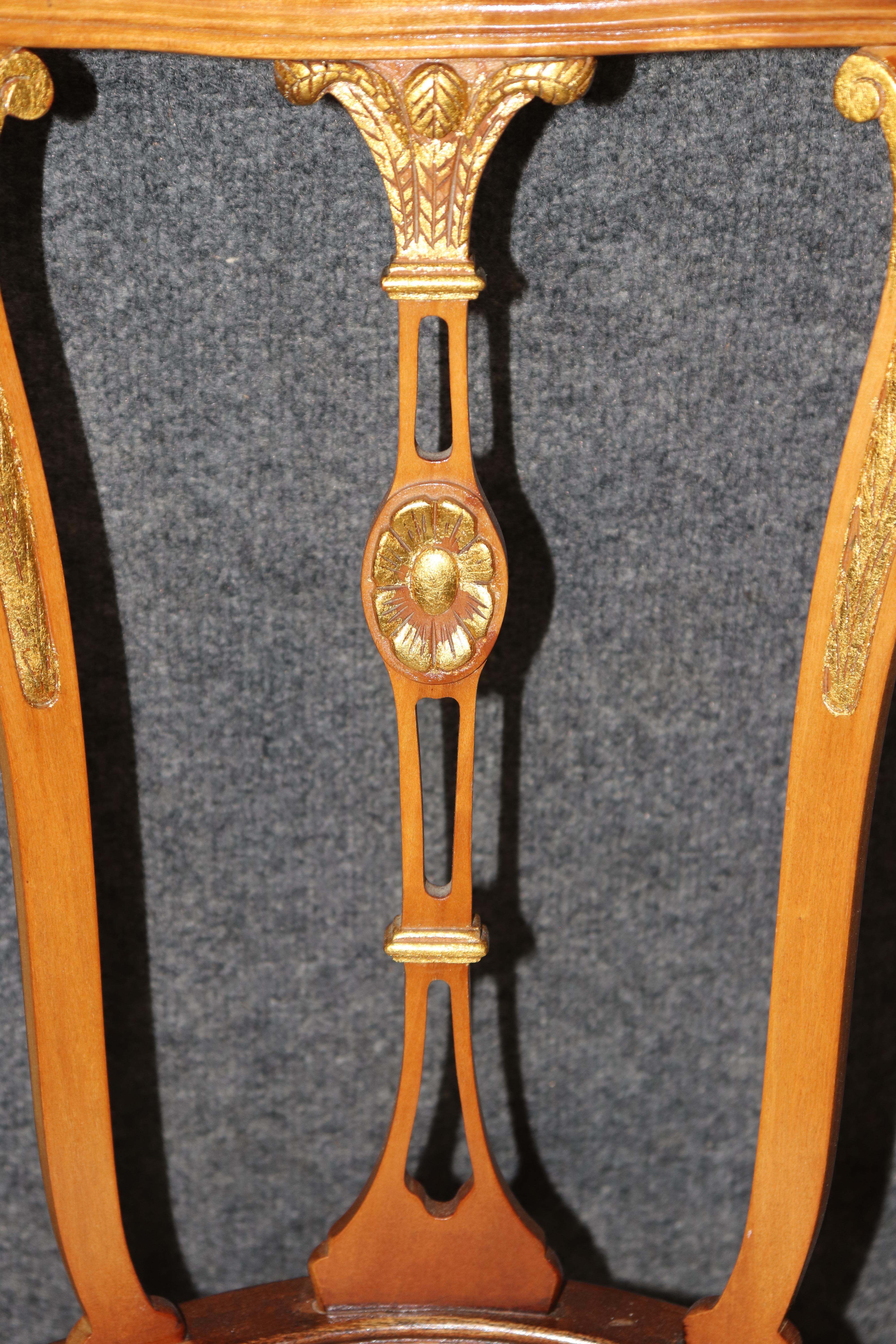 6 Louis XV Style Carved Walnut and Gilt Accent Dining Chairs For Sale 9