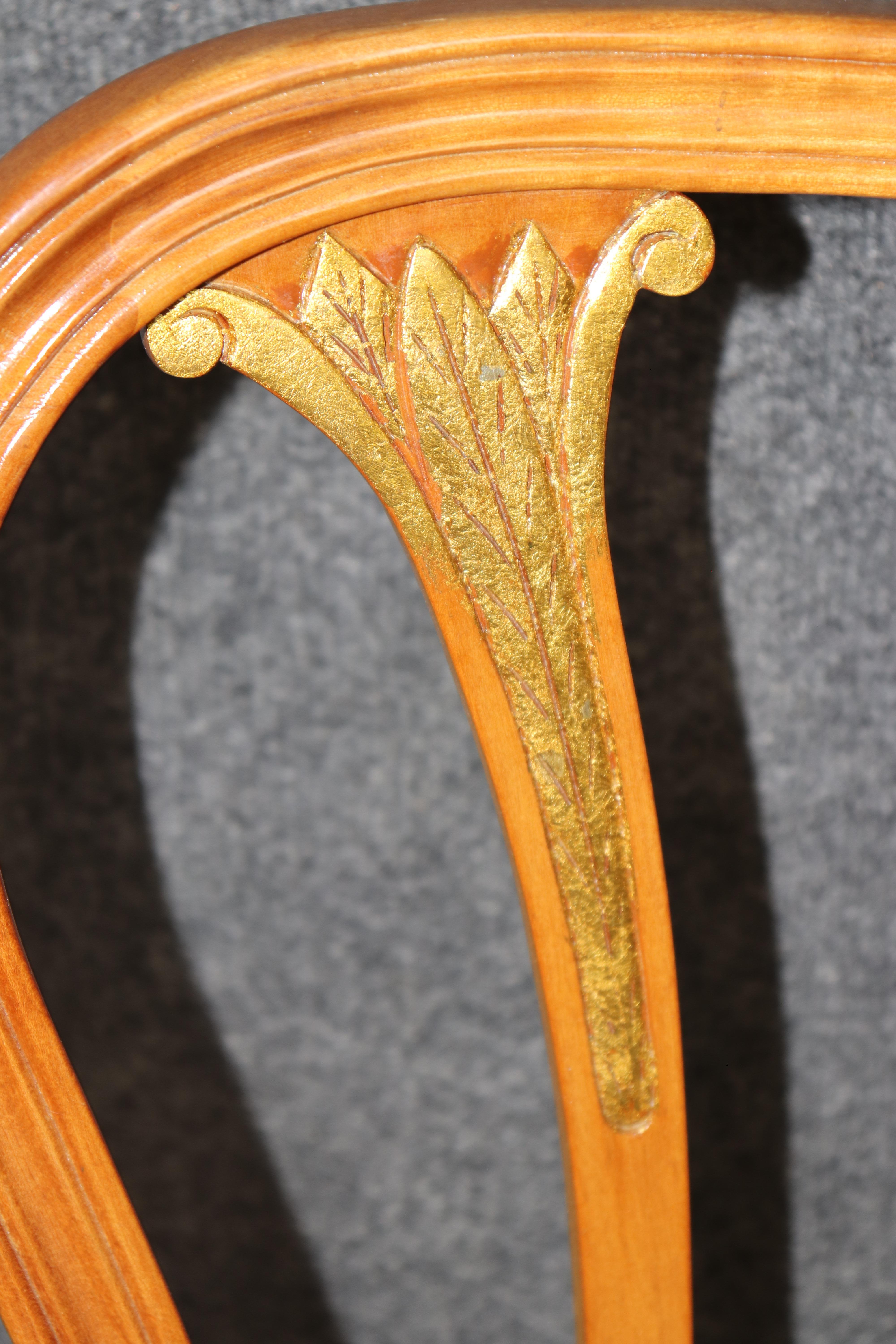 6 Louis XV Style Carved Walnut and Gilt Accent Dining Chairs For Sale 12