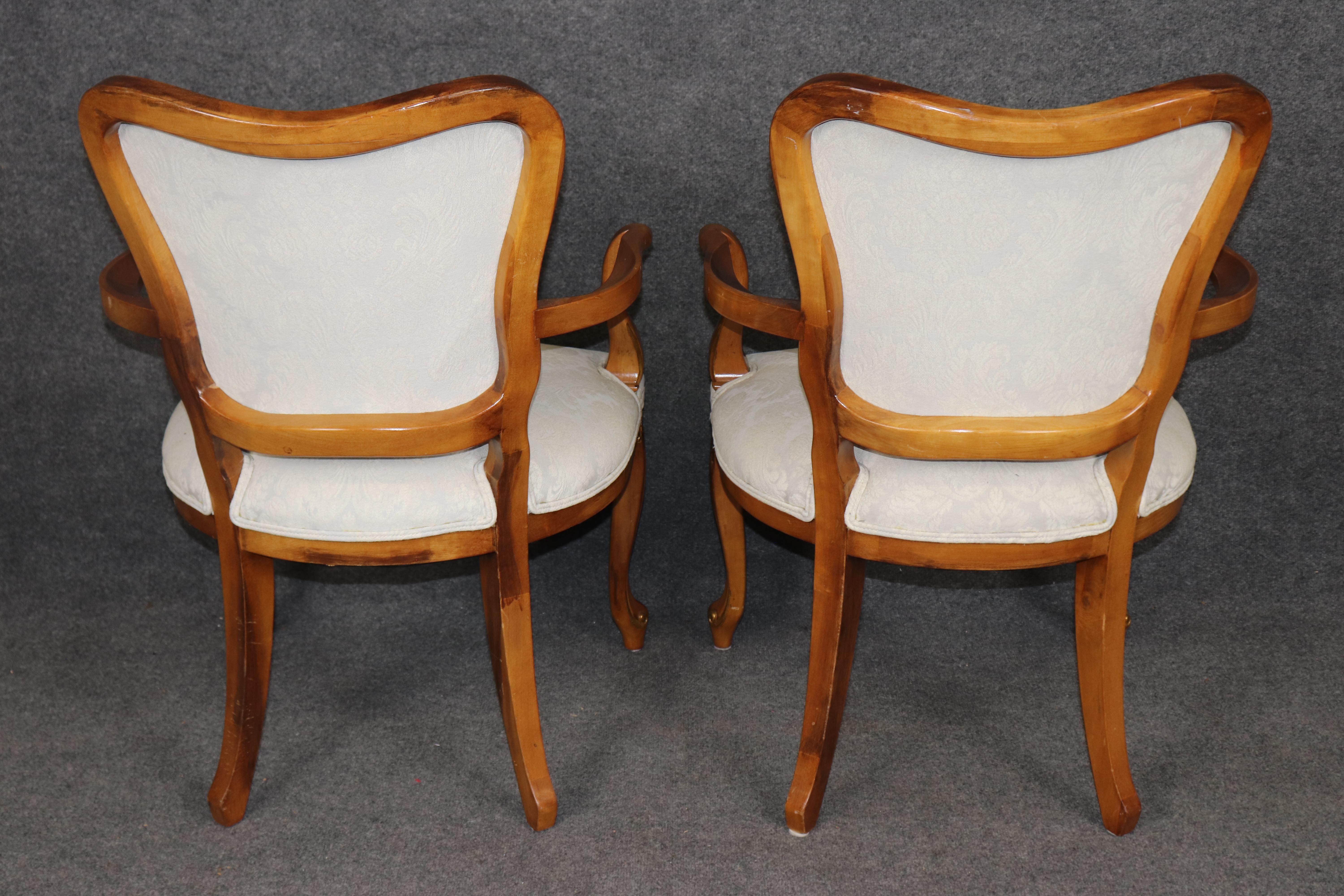 Upholstery 6 Louis XV Style Carved Walnut and Gilt Accent Dining Chairs For Sale