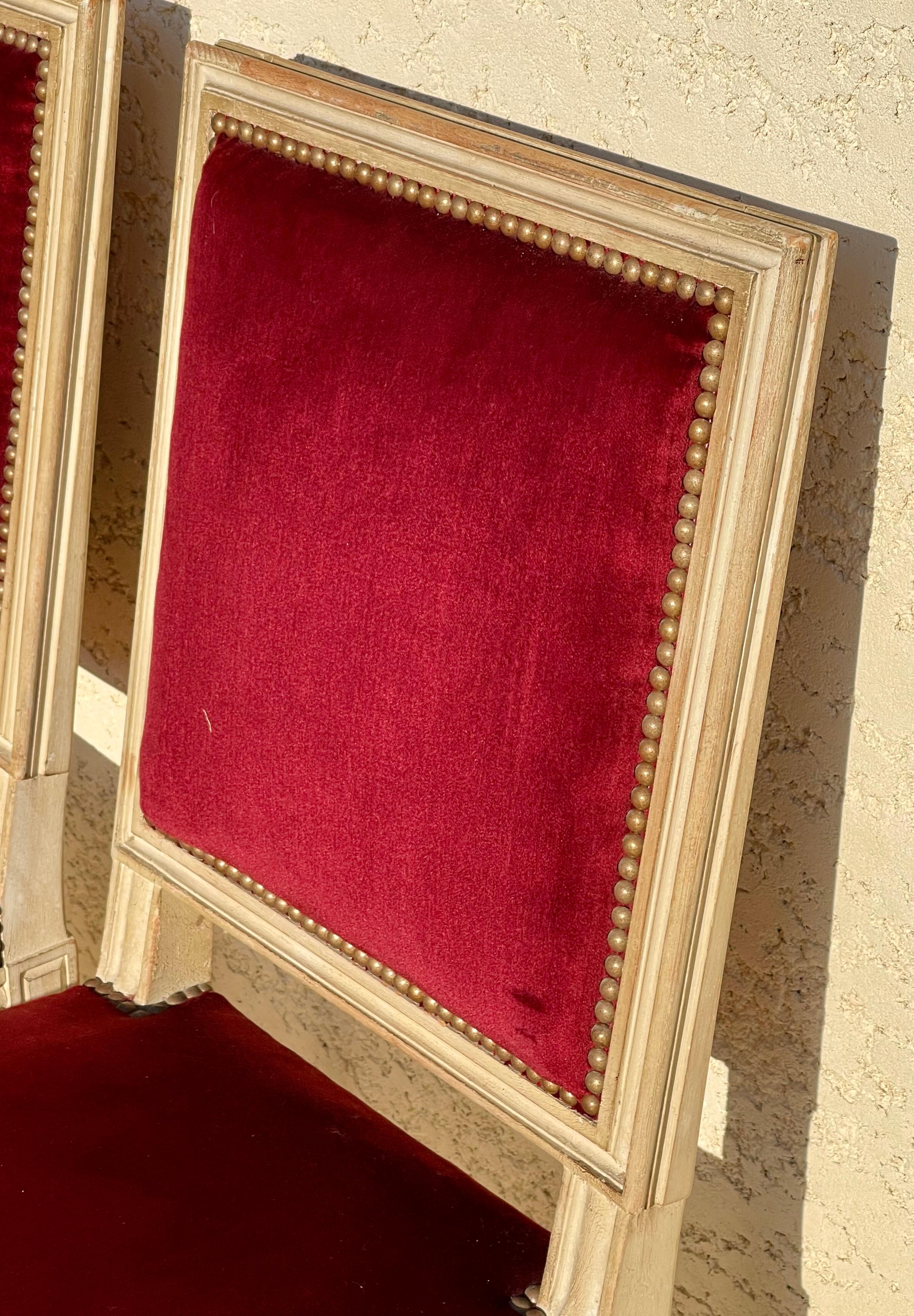Fabric 6 Louis XVI Chairs, 19th Century