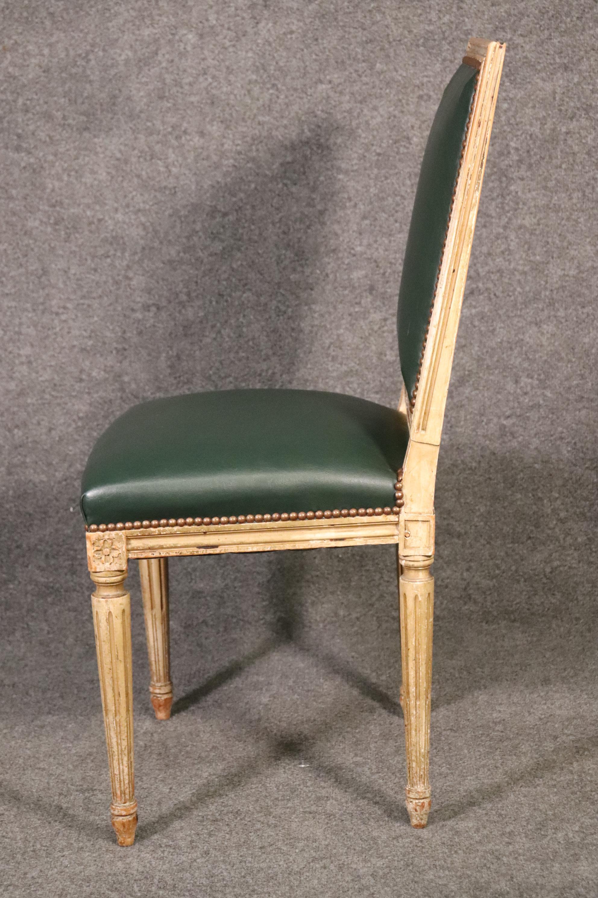 Early 20th Century 6 Louis XVI Style 19th Century Paint Decorated Dining Chairs Attributed Jansen