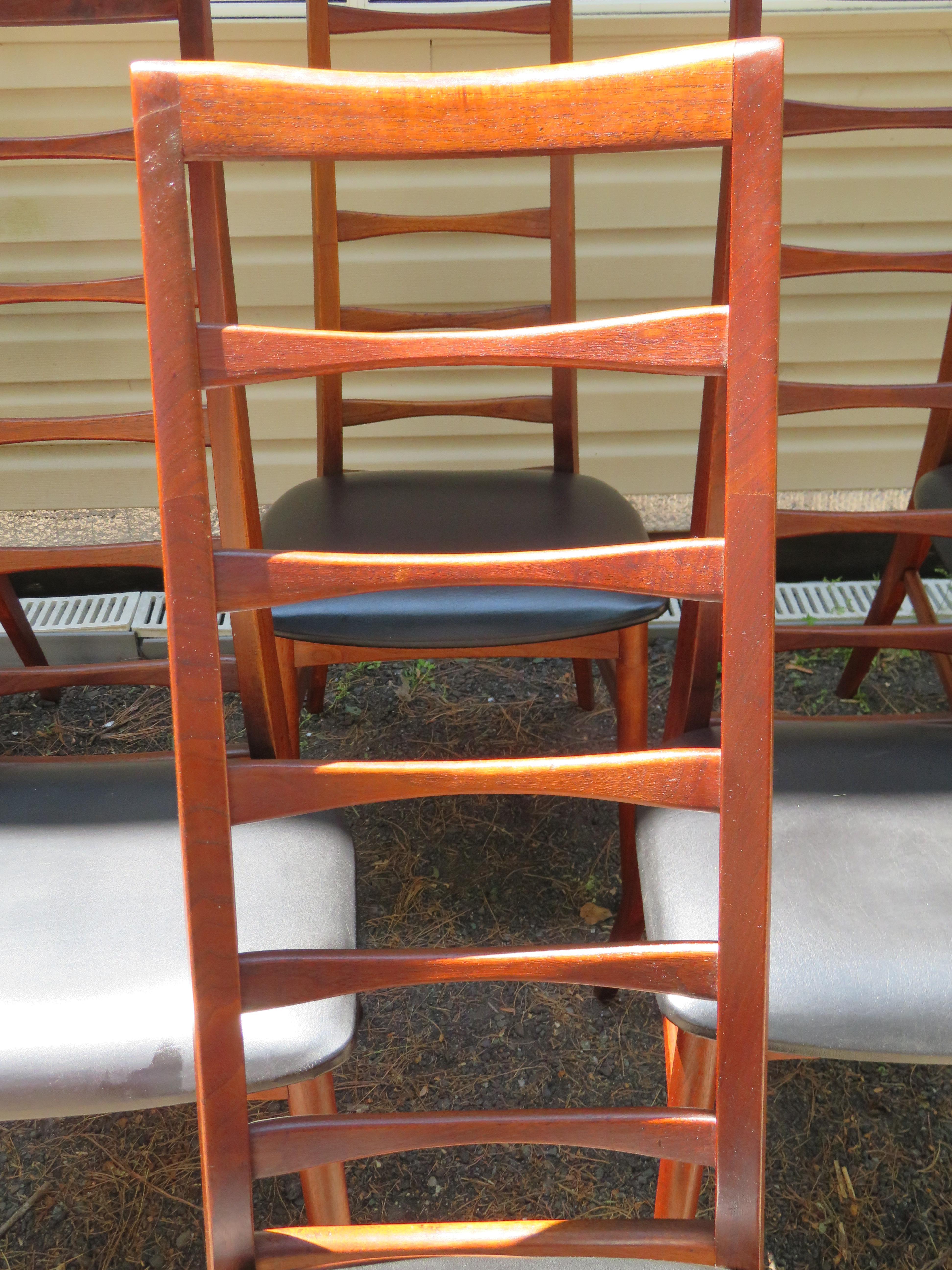 6 Lovely Niels Kofoed Style Teak Danish Modern Ladderback LIZ Chair 6