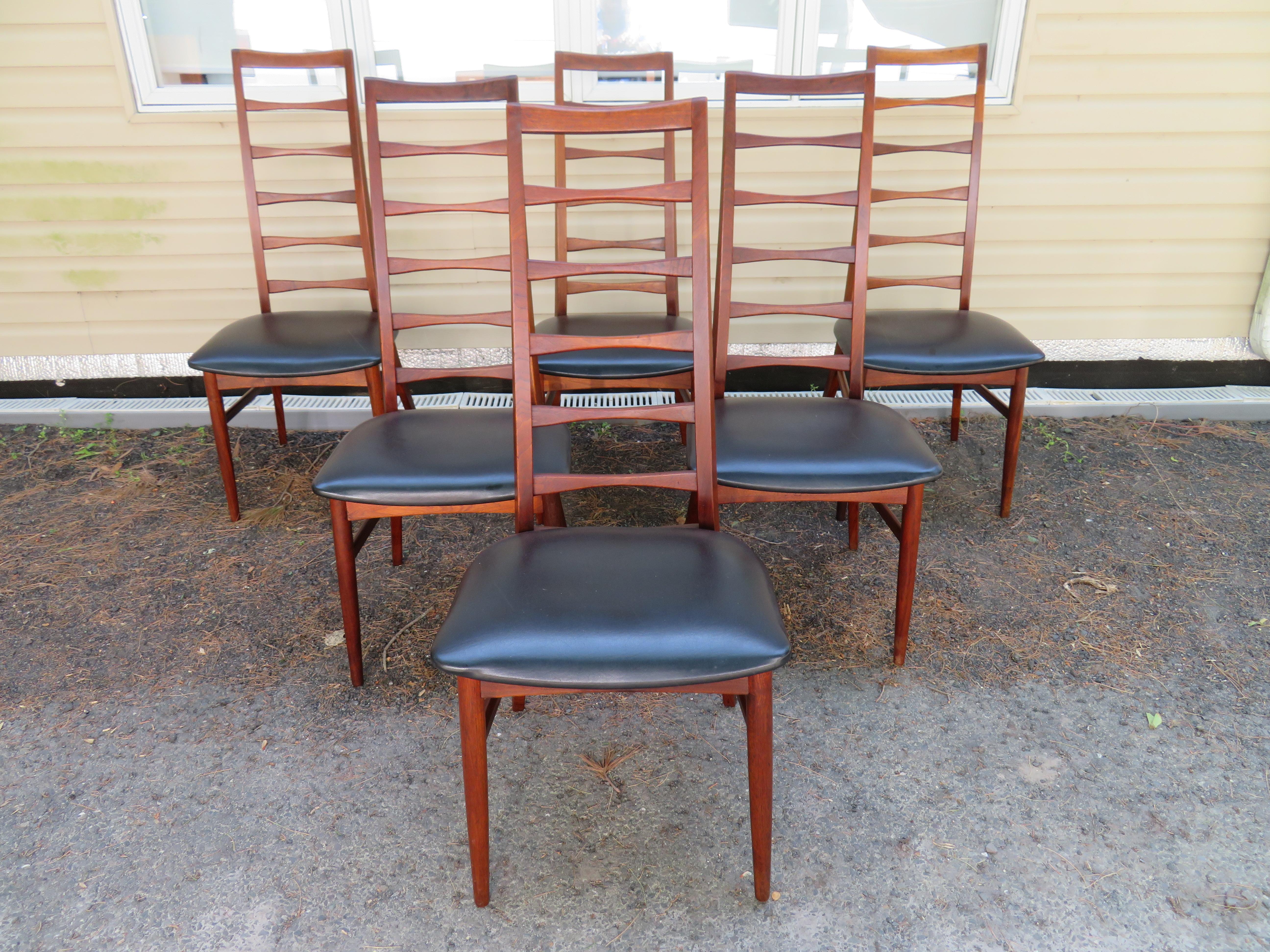 6 Lovely Niels Kofoed Style Teak Danish Modern Ladderback LIZ Chair 8