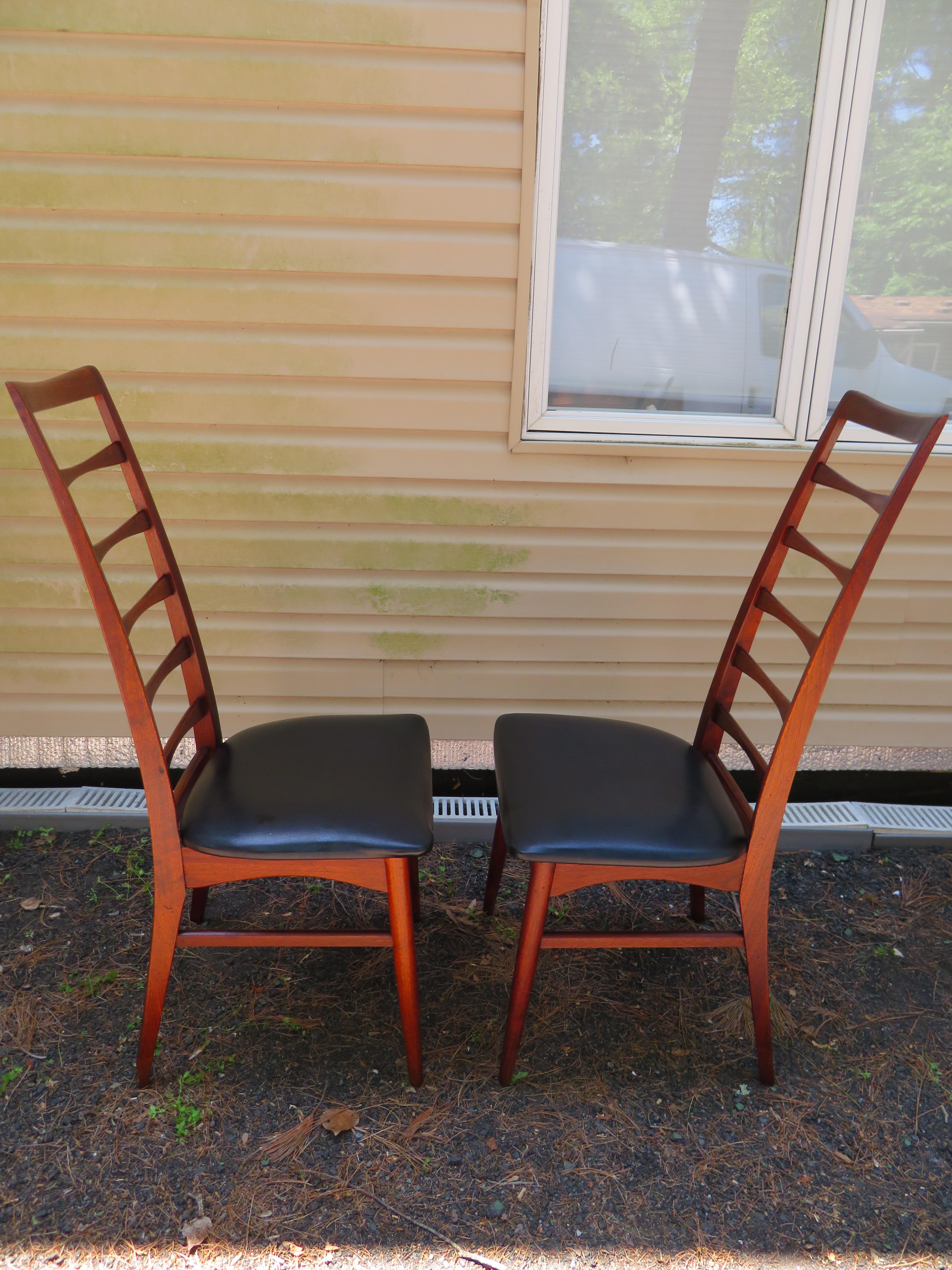Scandinavian Modern 6 Lovely Niels Kofoed Style Teak Danish Modern Ladderback LIZ Chair