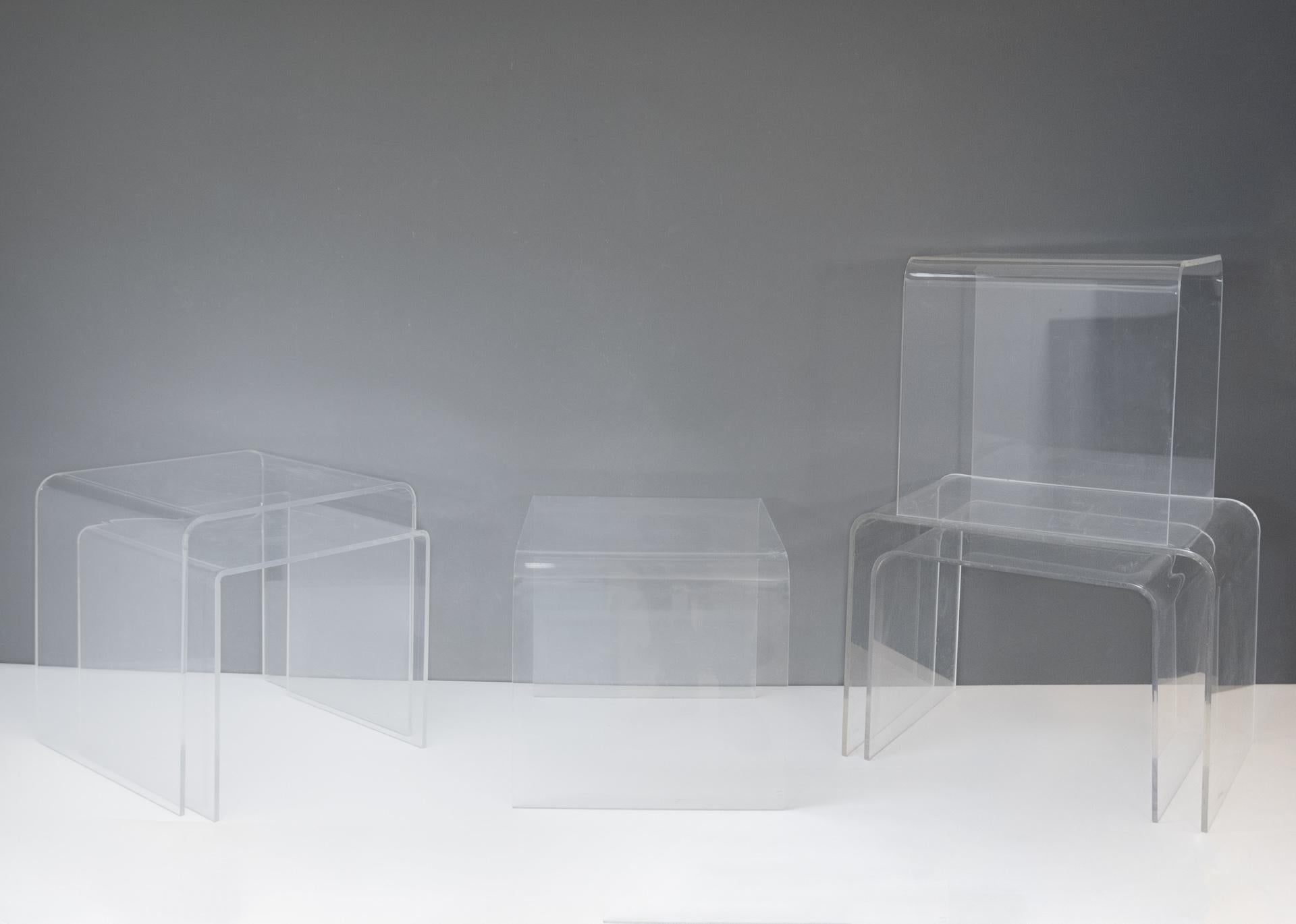 Late 20th Century 6 Lucite Side Tables, France, 1970s