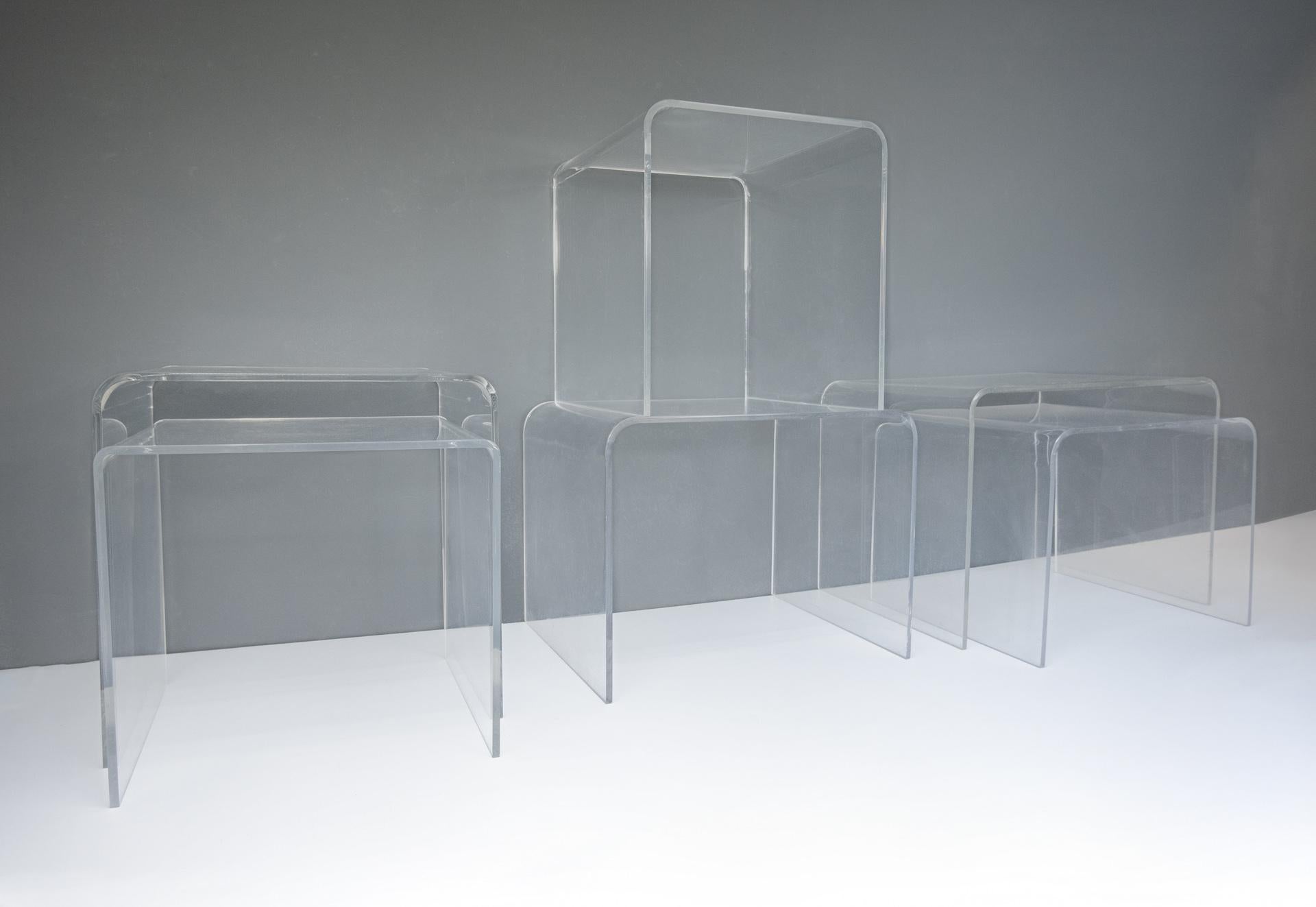 6 Lucite Side Tables, France, 1970s 1