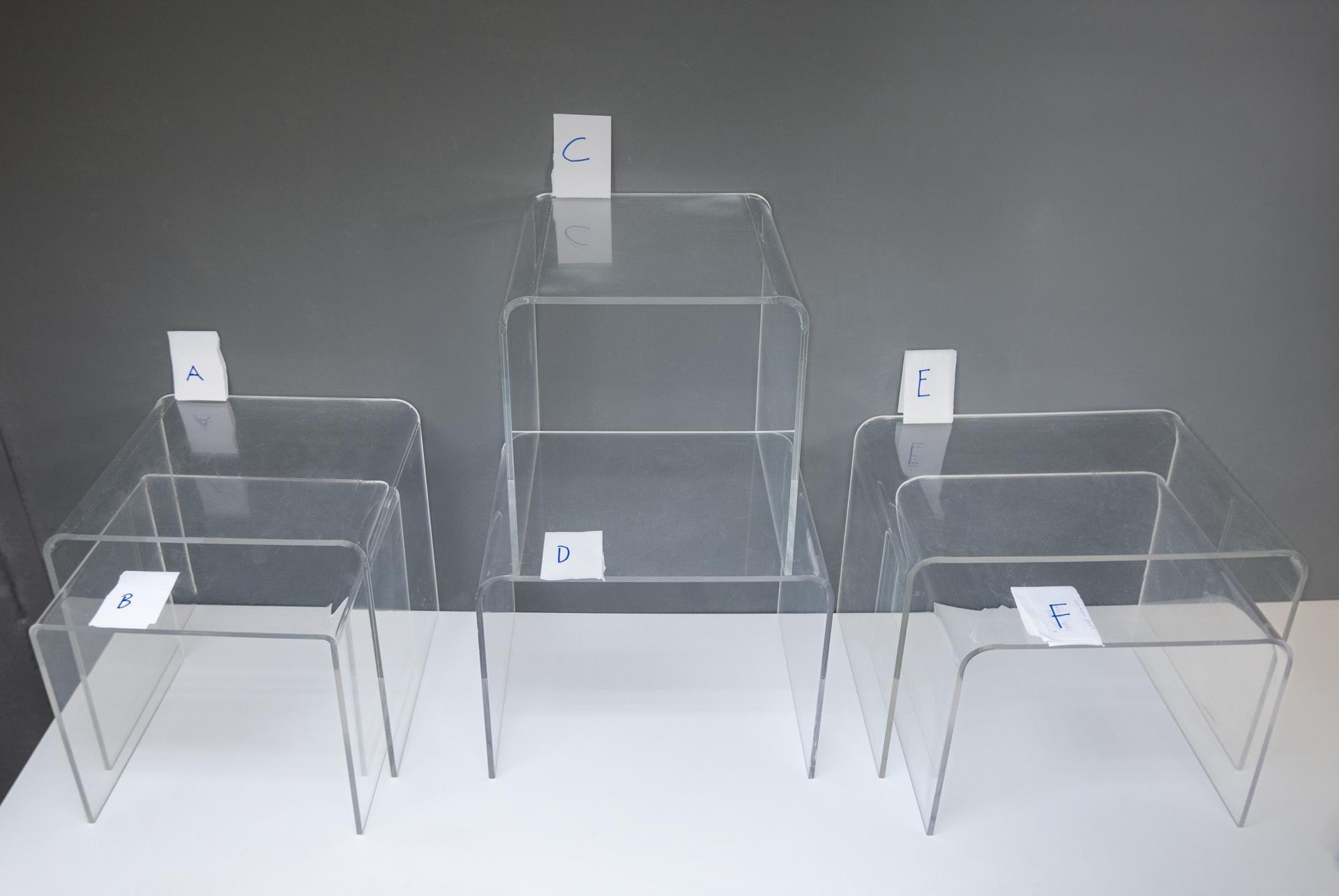 6 Lucite Side Tables, France, 1970s 2