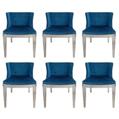 6 Chaises Mademoiselle de Philippe Starck:: 4 Kartell en tissu Romo bleu