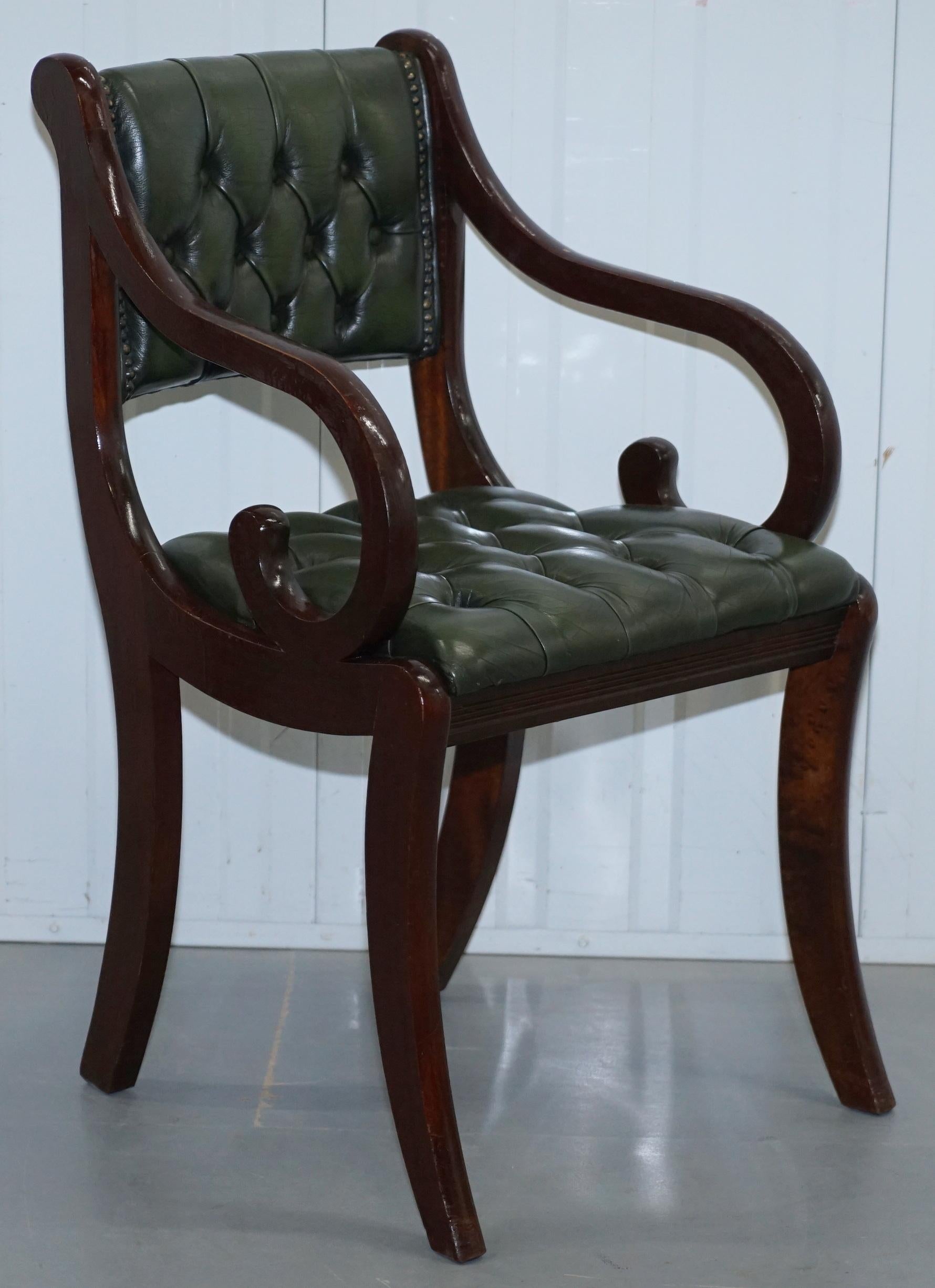 6 Mahogany Beresford & Hicks England Dining Chairs Chesterfield Leather Hide 3