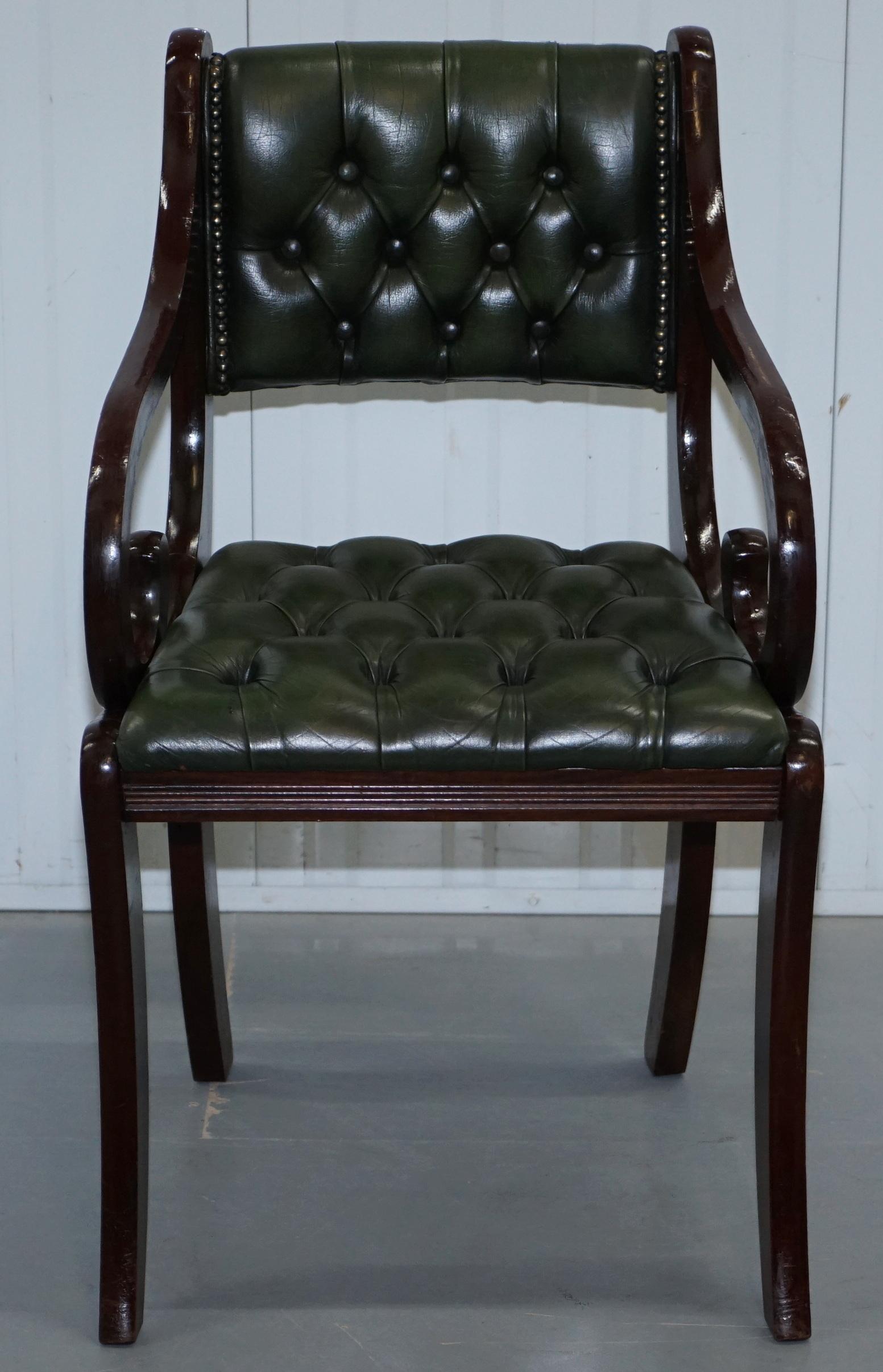 6 Mahogany Beresford & Hicks England Dining Chairs Chesterfield Leather Hide 5