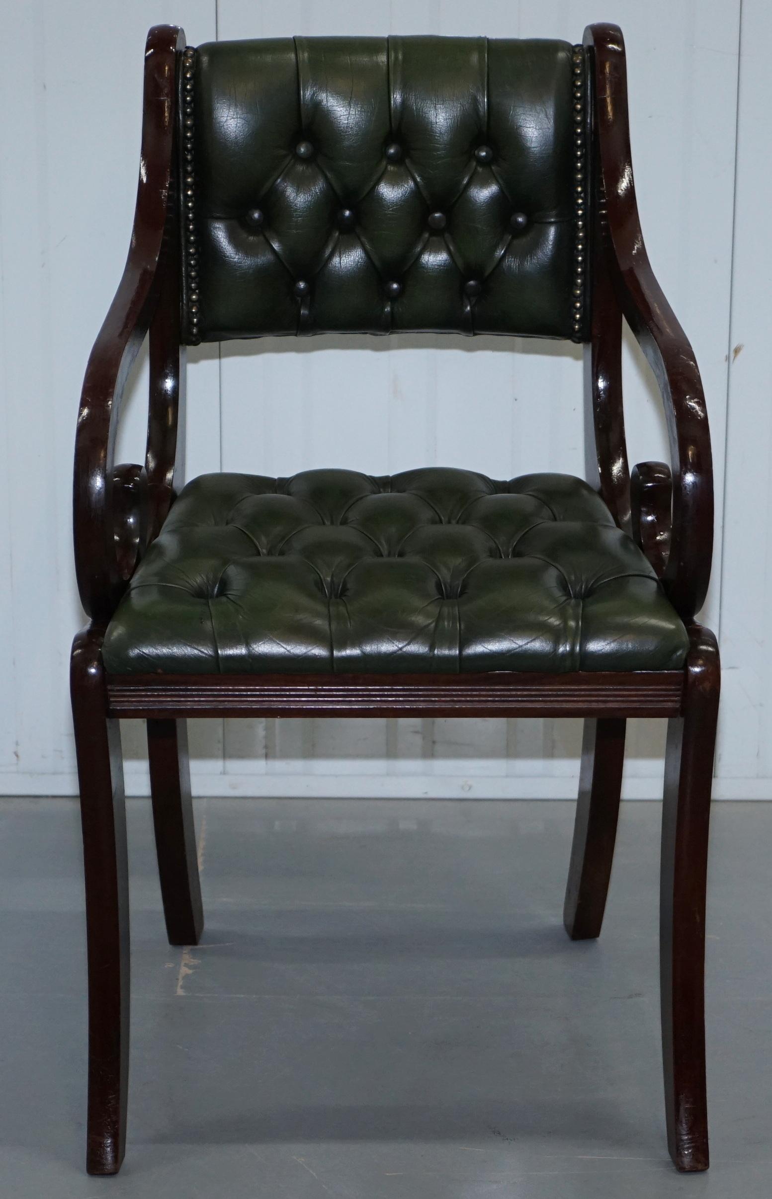 6 Mahogany Beresford & Hicks England Dining Chairs Chesterfield Leather Hide 4