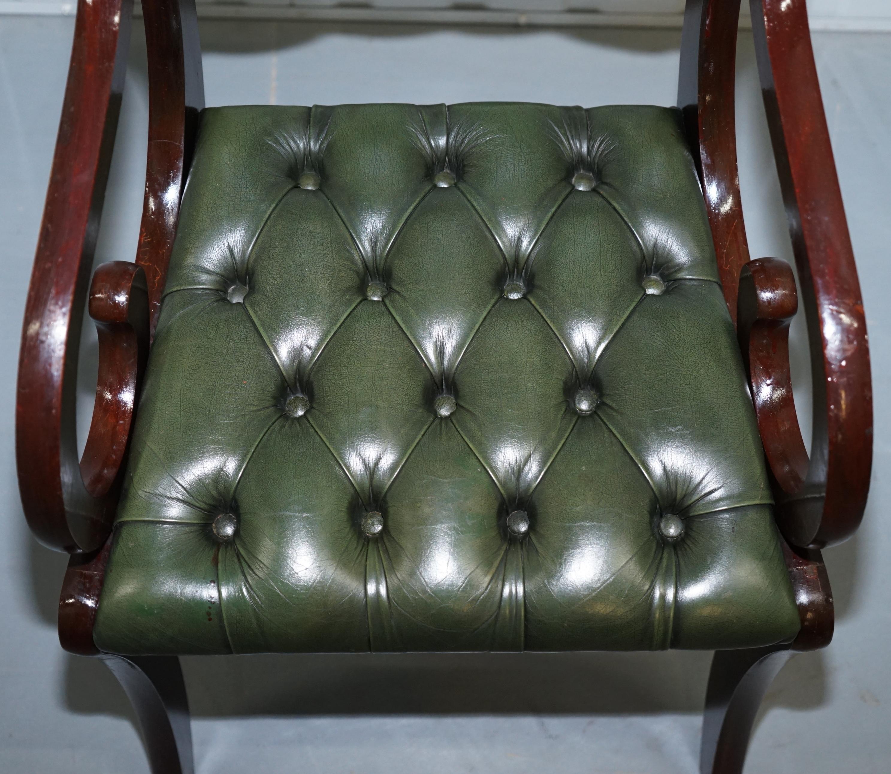 6 Mahogany Beresford & Hicks England Dining Chairs Chesterfield Leather Hide 5