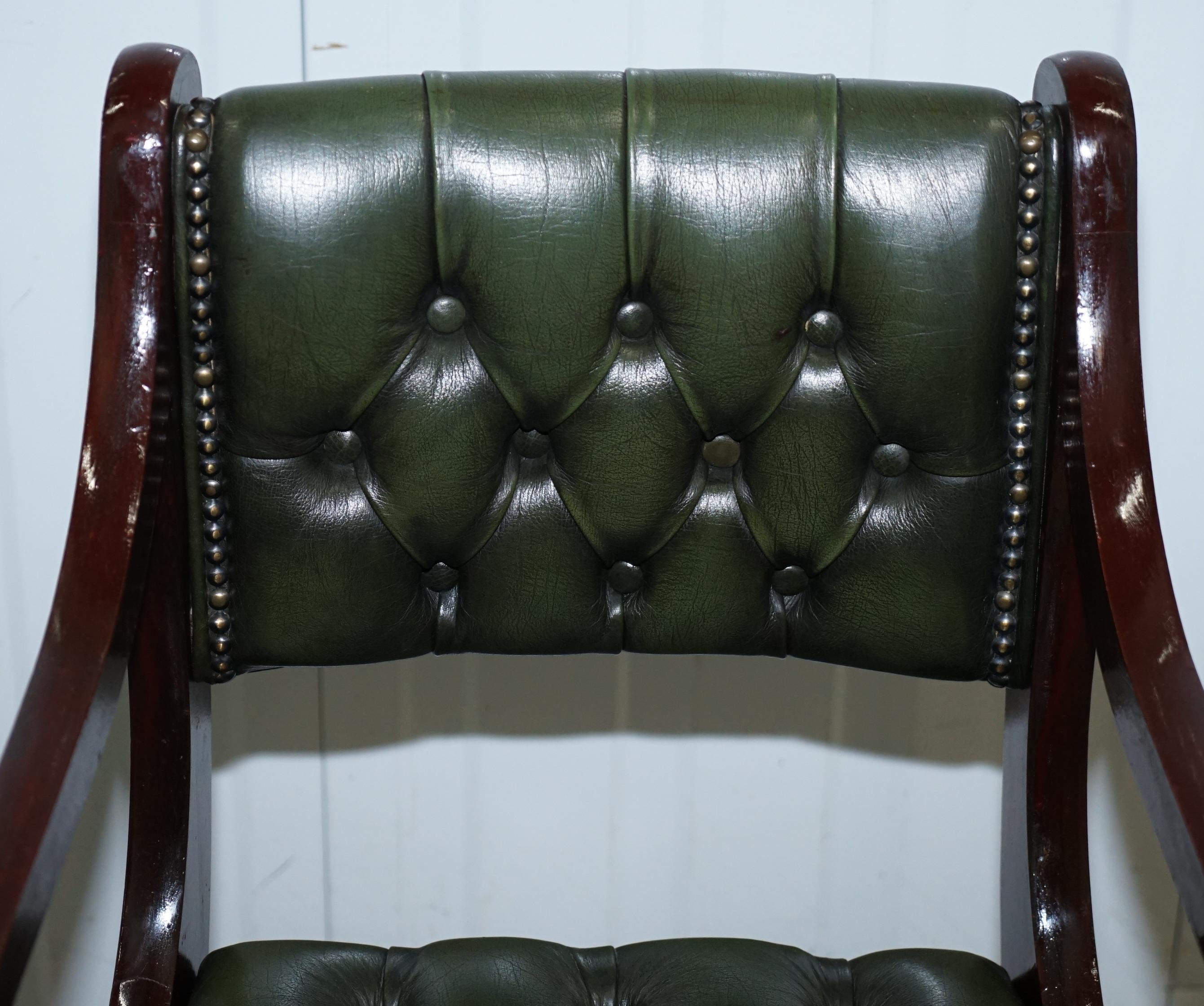 6 Mahogany Beresford & Hicks England Dining Chairs Chesterfield Leather Hide 6