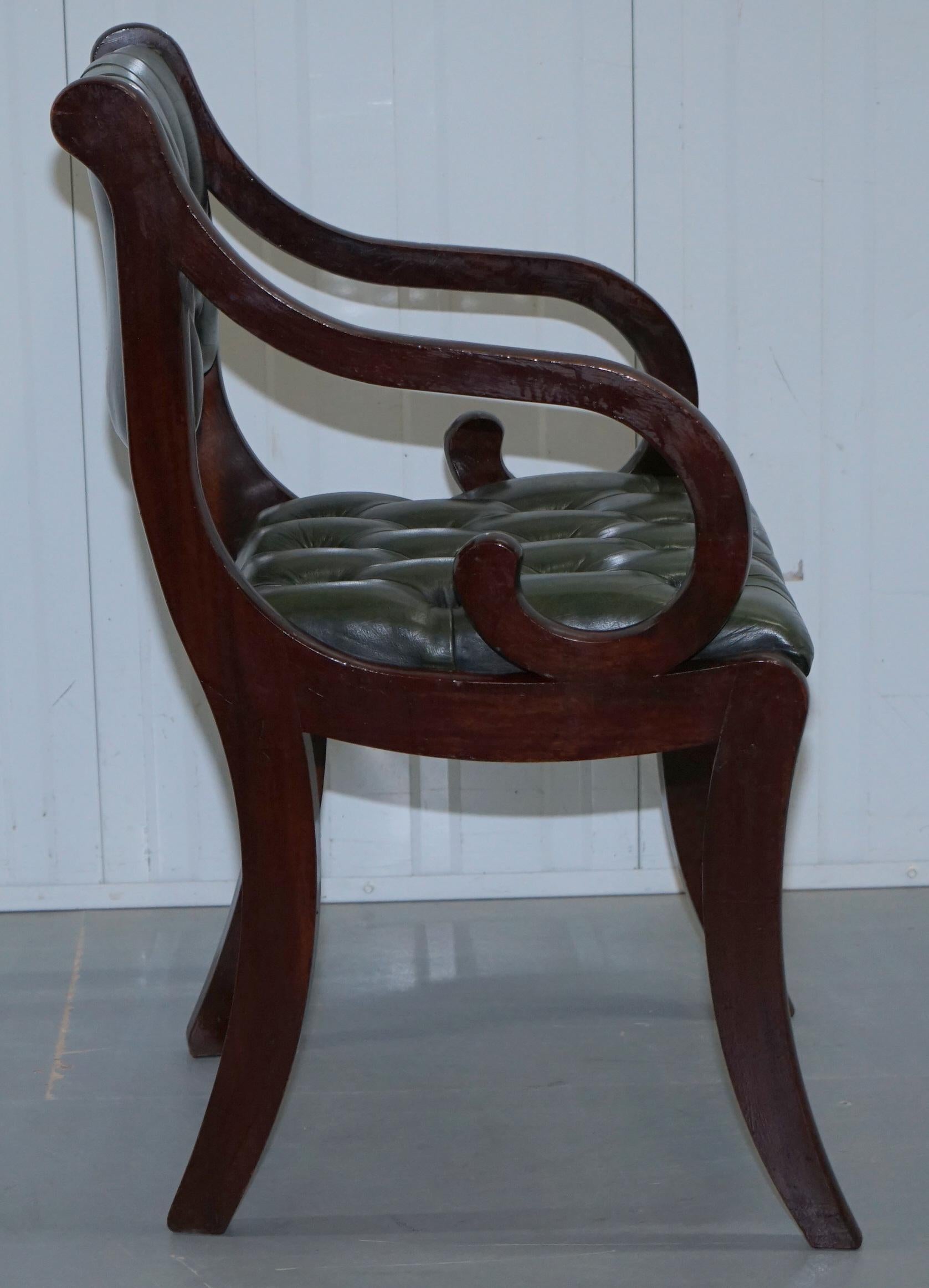 6 Mahogany Beresford & Hicks England Dining Chairs Chesterfield Leather Hide 8