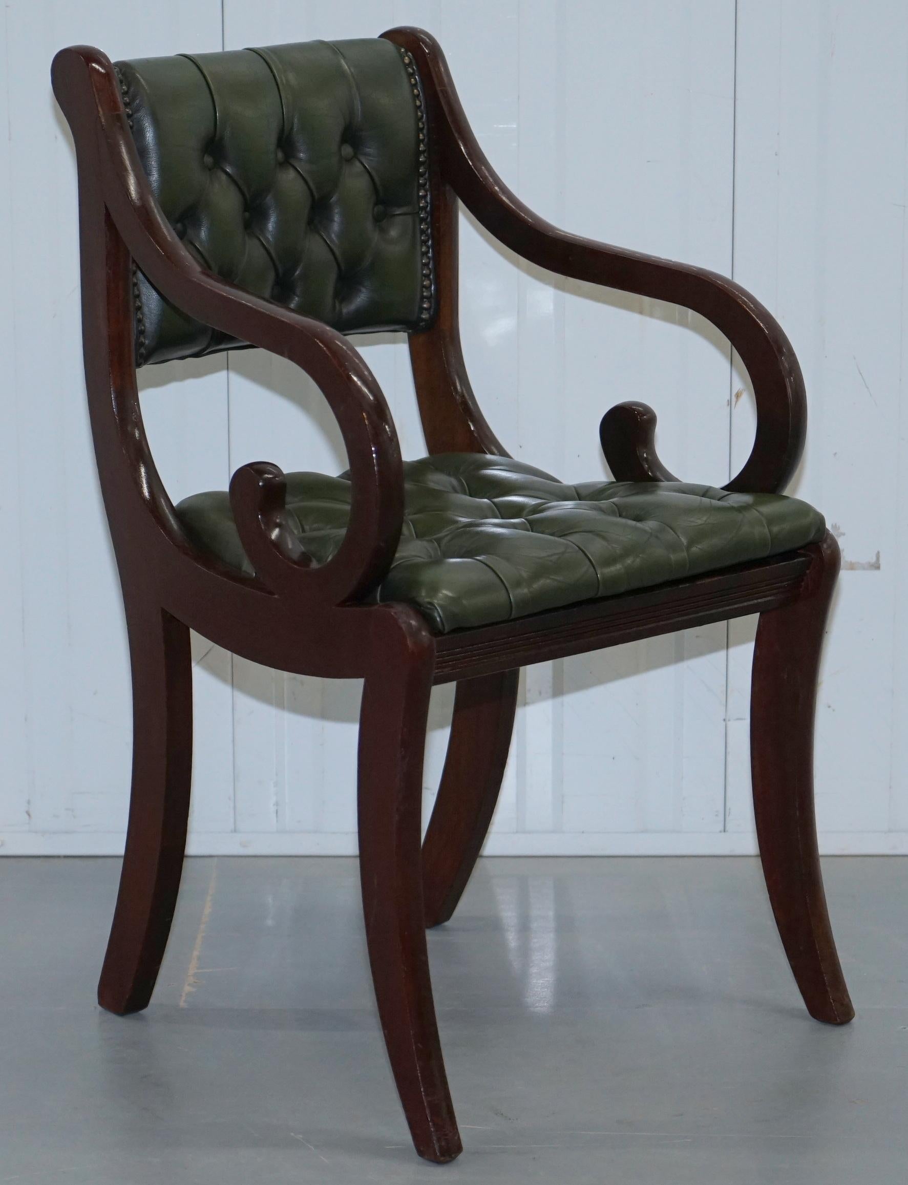 6 Mahogany Beresford & Hicks England Dining Chairs Chesterfield Leather Hide 9