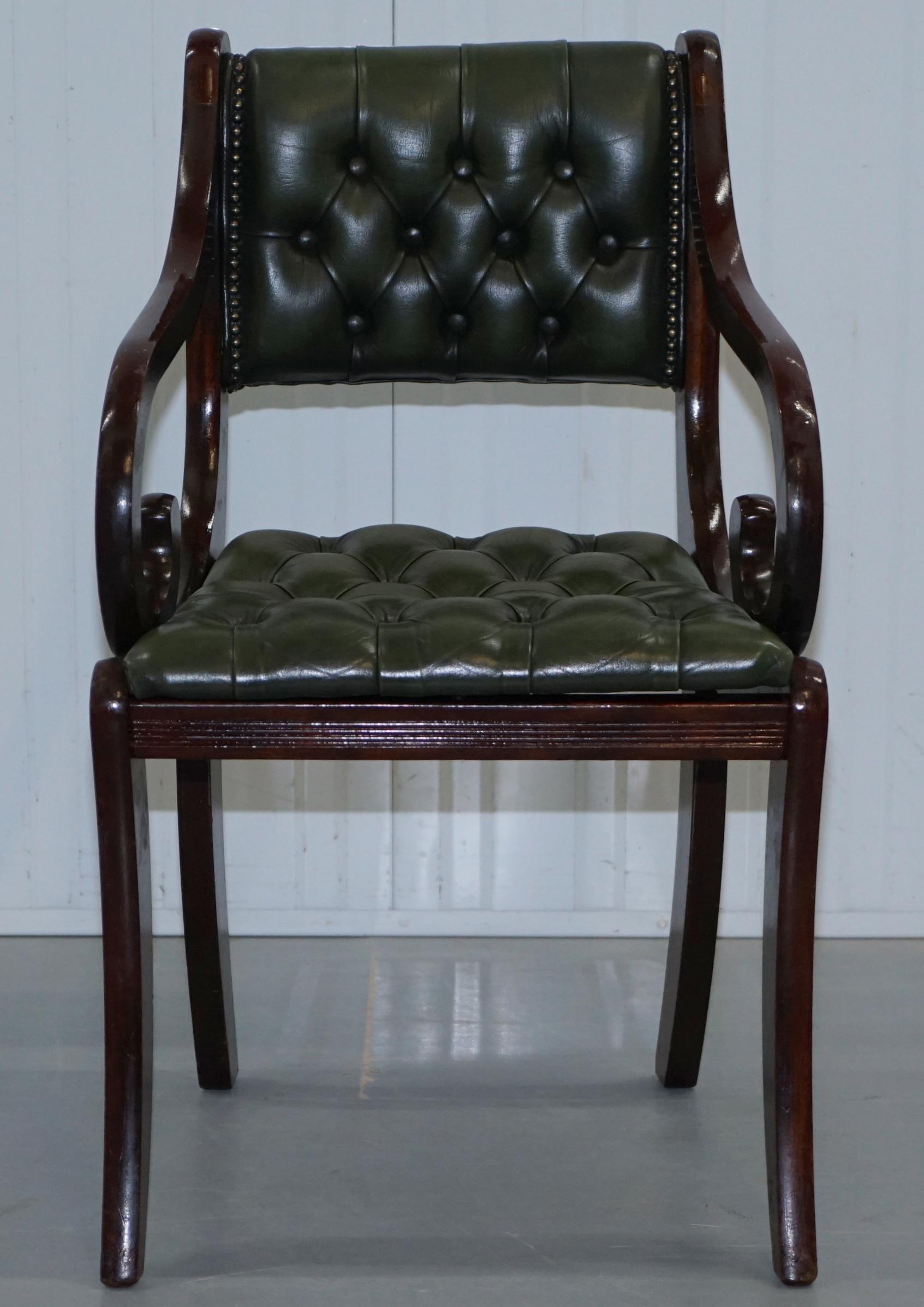 6 Mahogany Beresford & Hicks England Dining Chairs Chesterfield Leather Hide 10