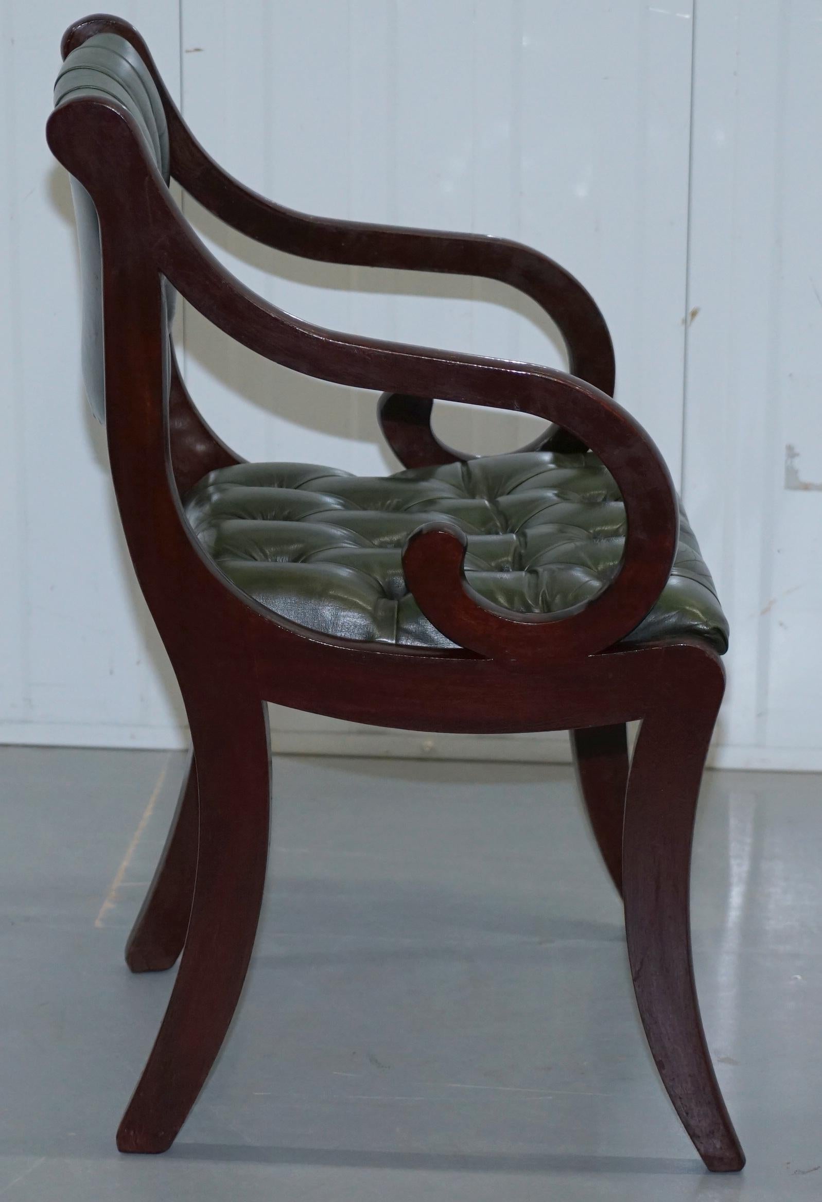 6 Mahogany Beresford & Hicks England Dining Chairs Chesterfield Leather Hide 11