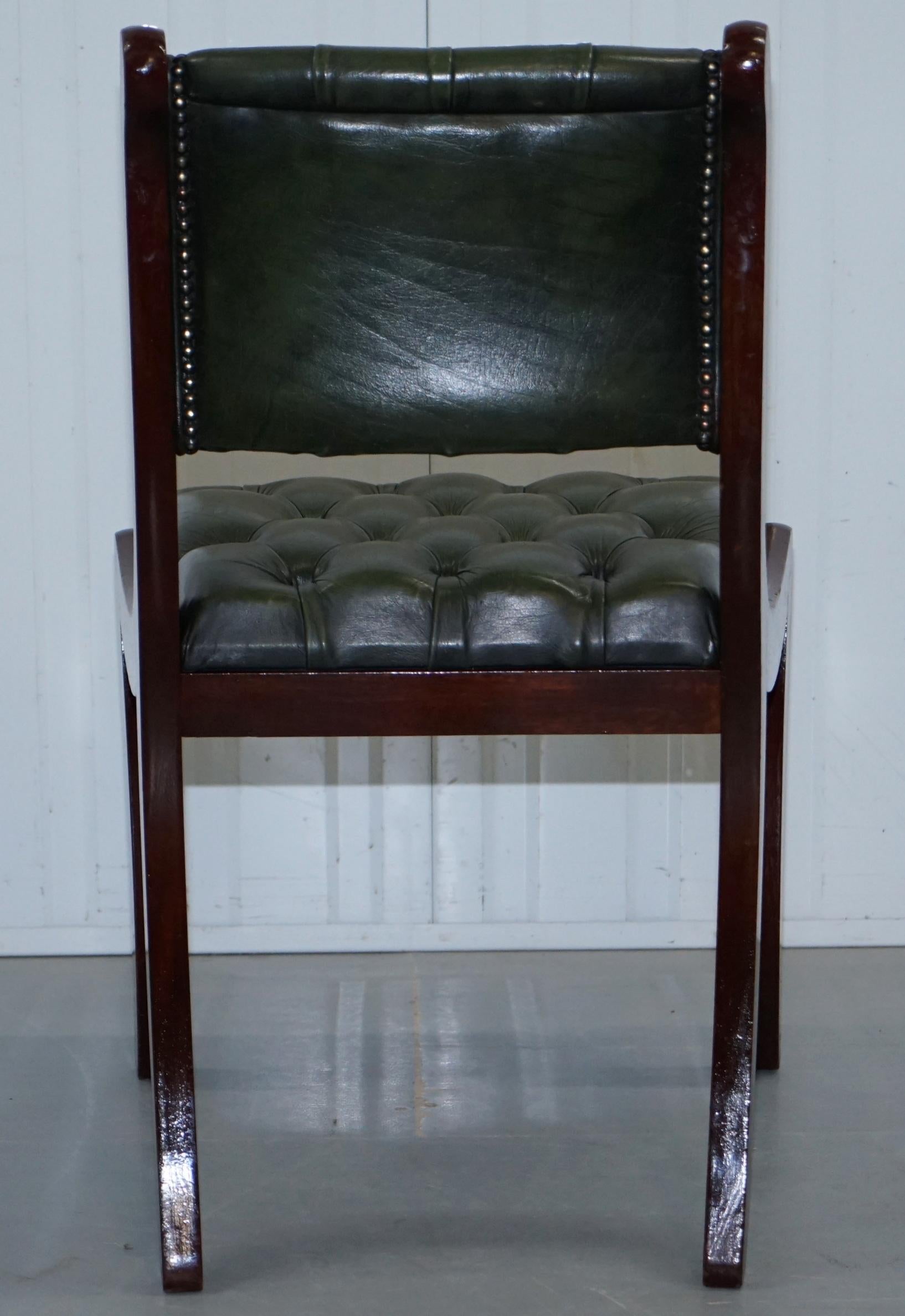 Carved 6 Mahogany Beresford & Hicks England Dining Chairs Chesterfield Leather Hide