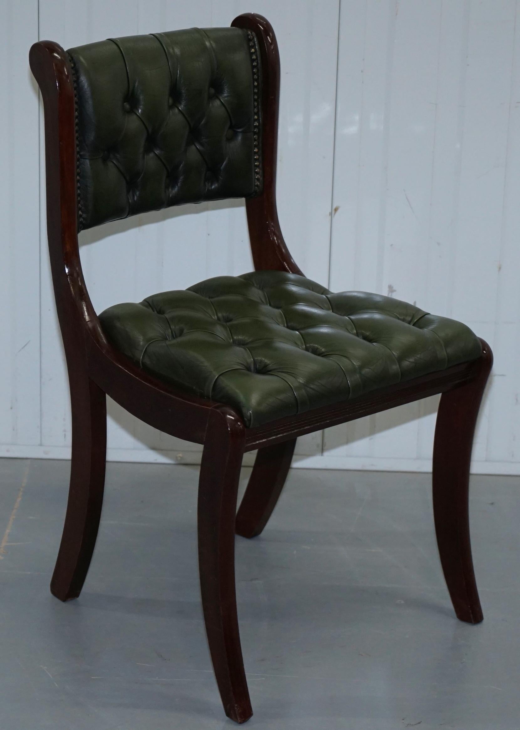20th Century 6 Mahogany Beresford & Hicks England Dining Chairs Chesterfield Leather Hide
