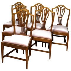 6 Mahogany Edwardian Hepplewhite Design Antique Dining Chairs