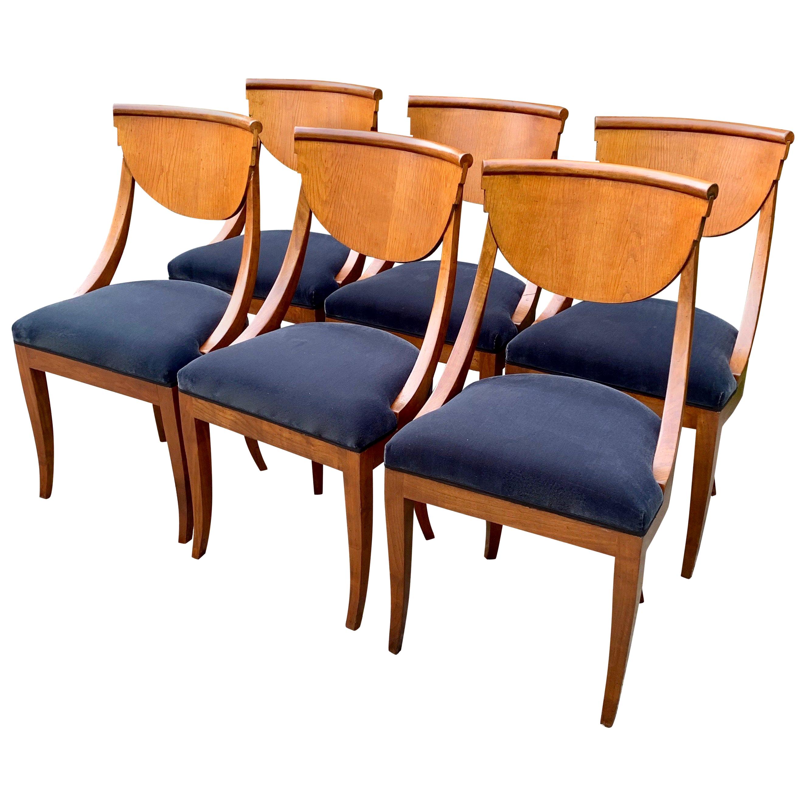 6 Upholstered Italian Maple Deco Dining Chairs