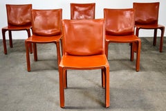 6 Mario Bellini CAB 412 Chairs in Russian Red / Cognac Leather for Cassina