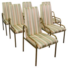 6 Mastercraft Brass Dining Chairs, Set of Six