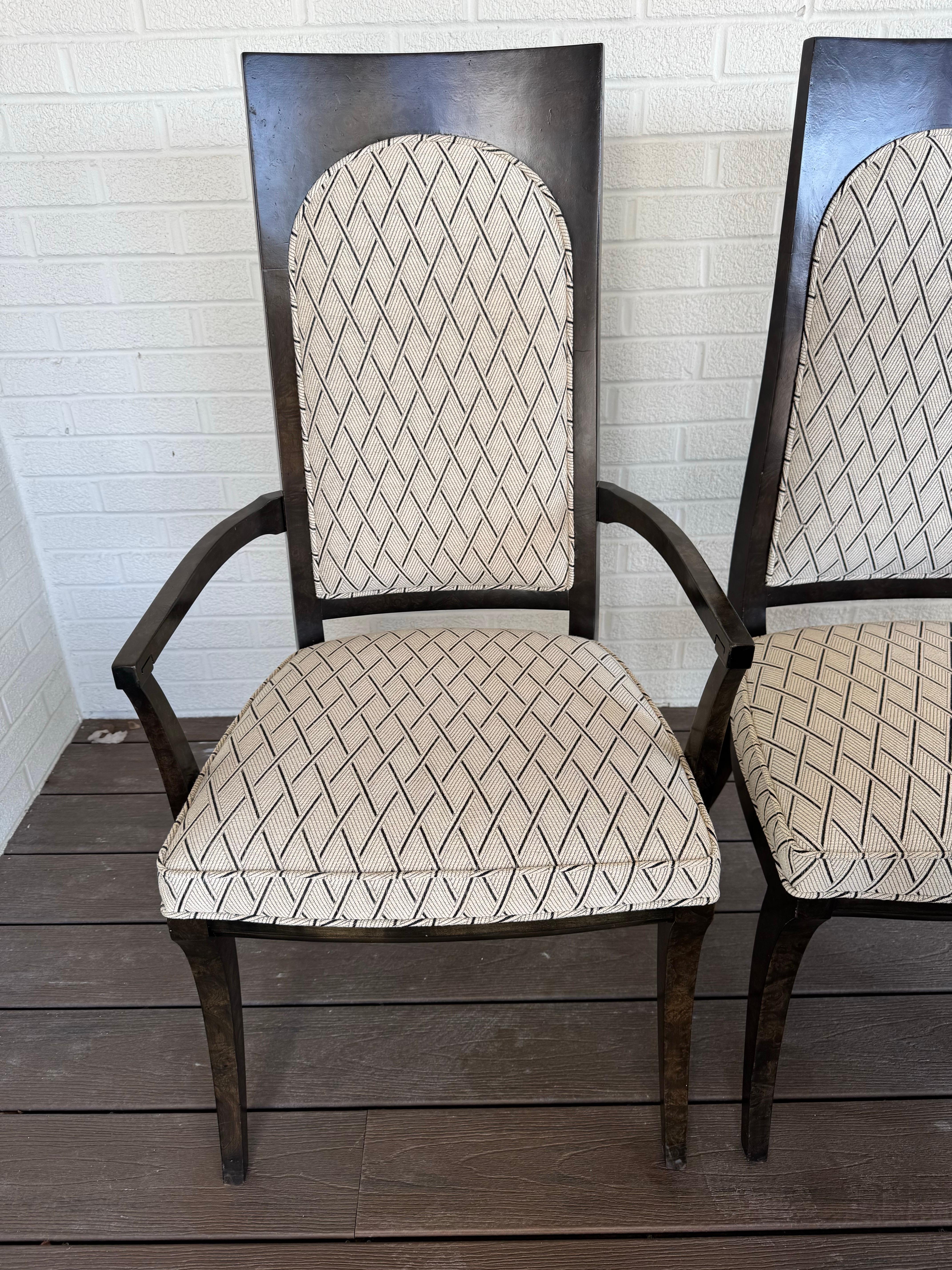 6 Mastercraft Burled Amboyna Dining Chairs For Sale 4