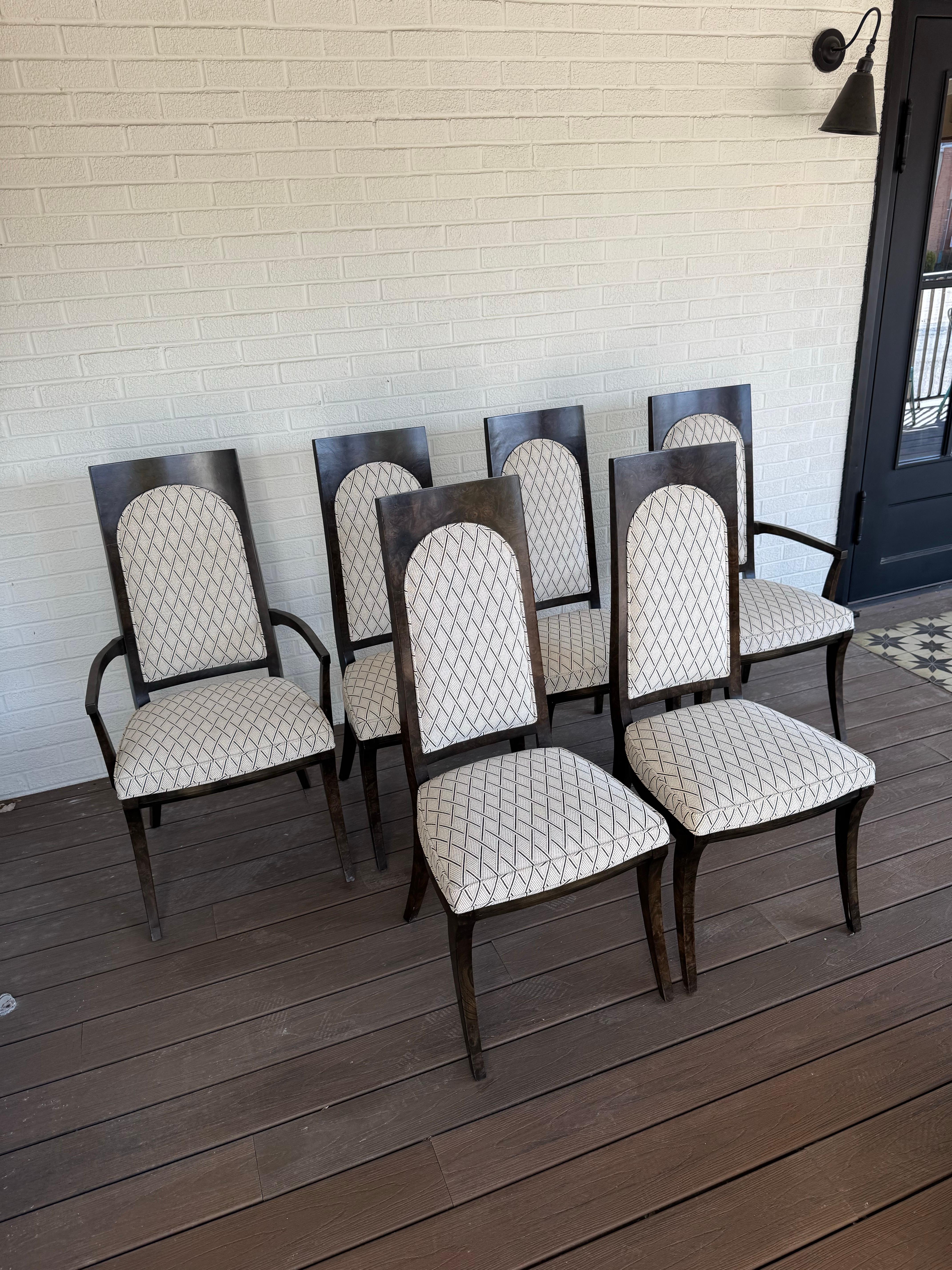6 Mastercraft Burled Amboyna Dining Chairs For Sale 6
