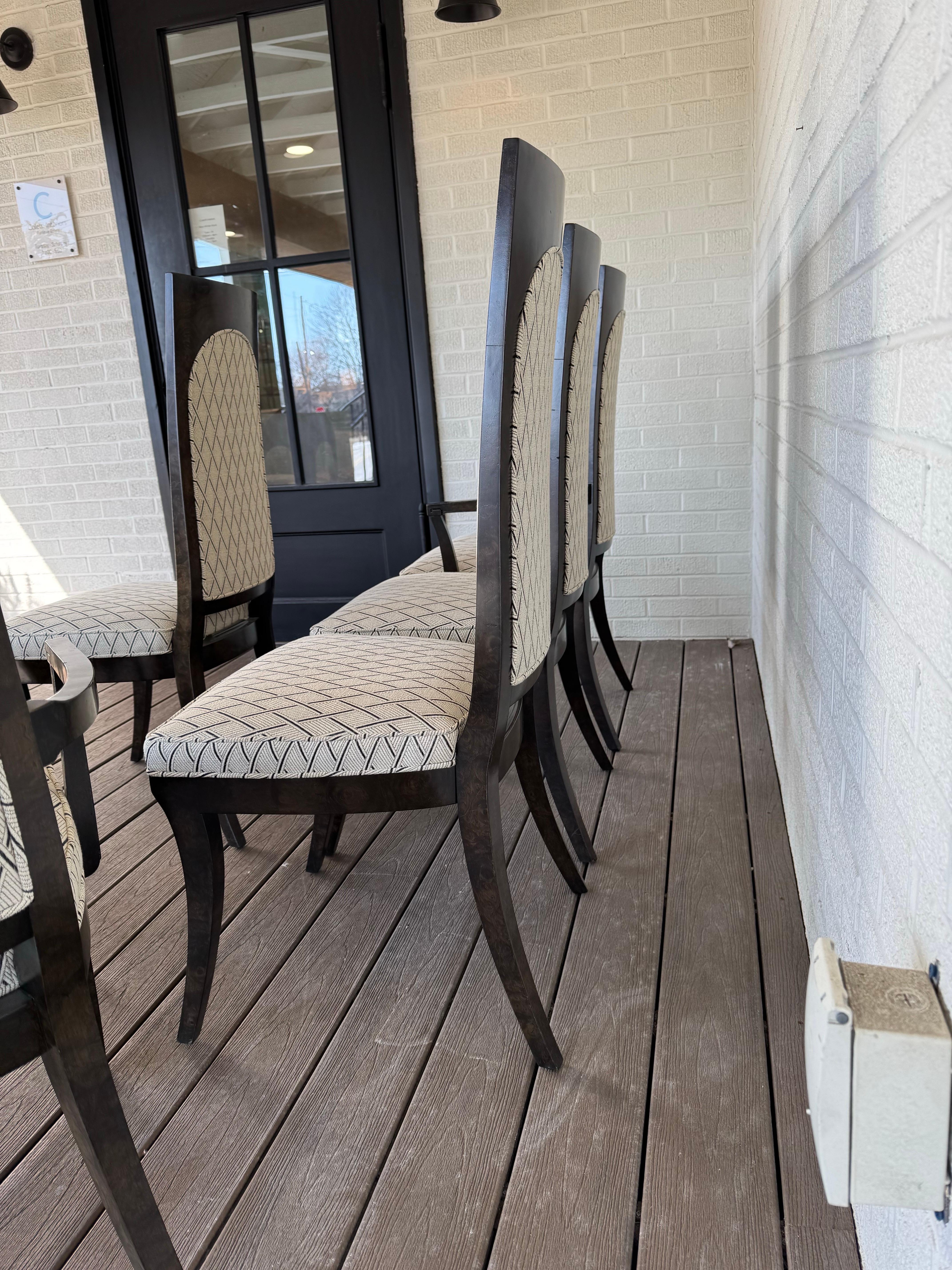 6 Mastercraft Burled Amboyna Dining Chairs For Sale 8