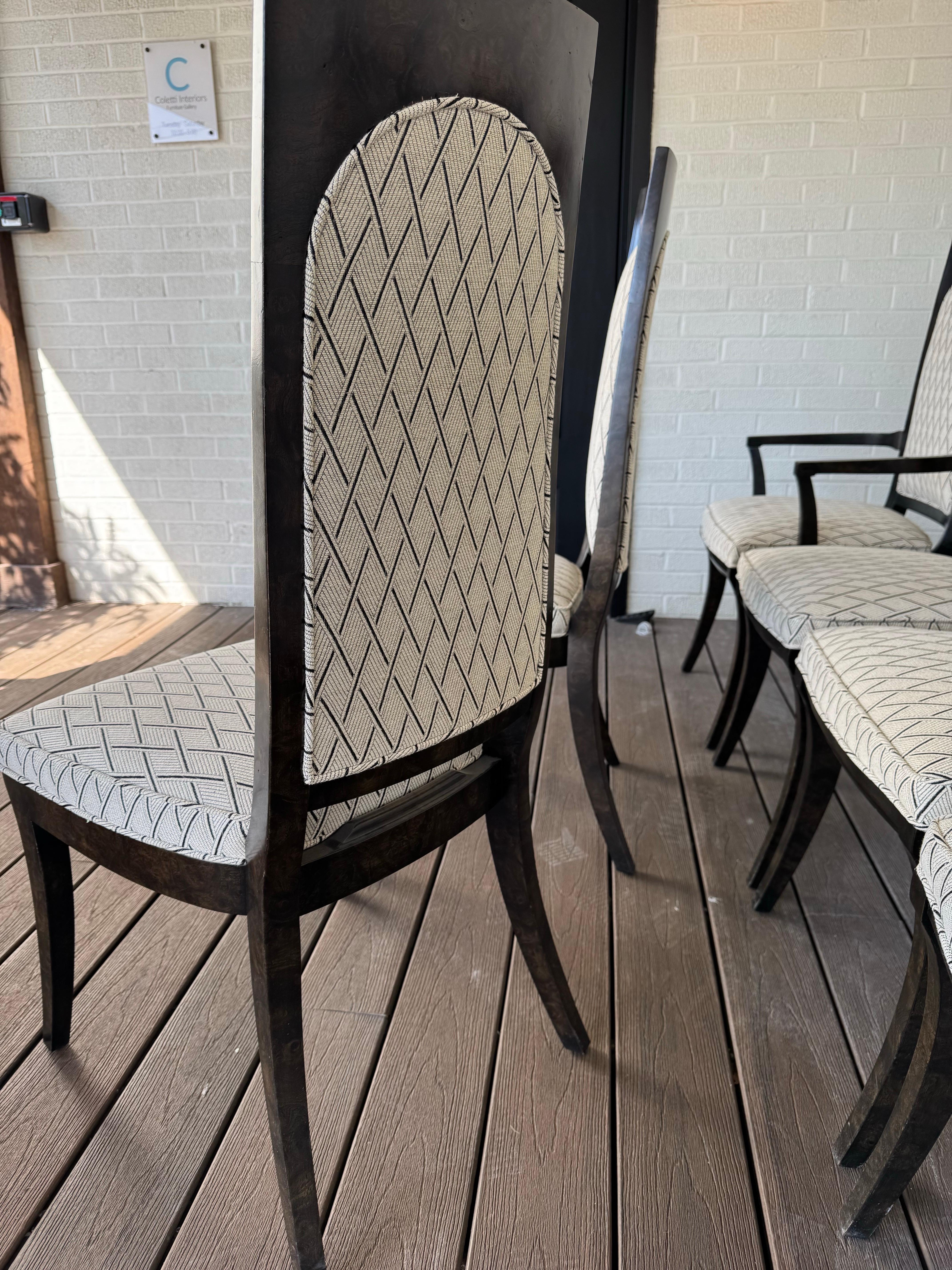 6 Mastercraft Burled Amboyna Dining Chairs For Sale 9