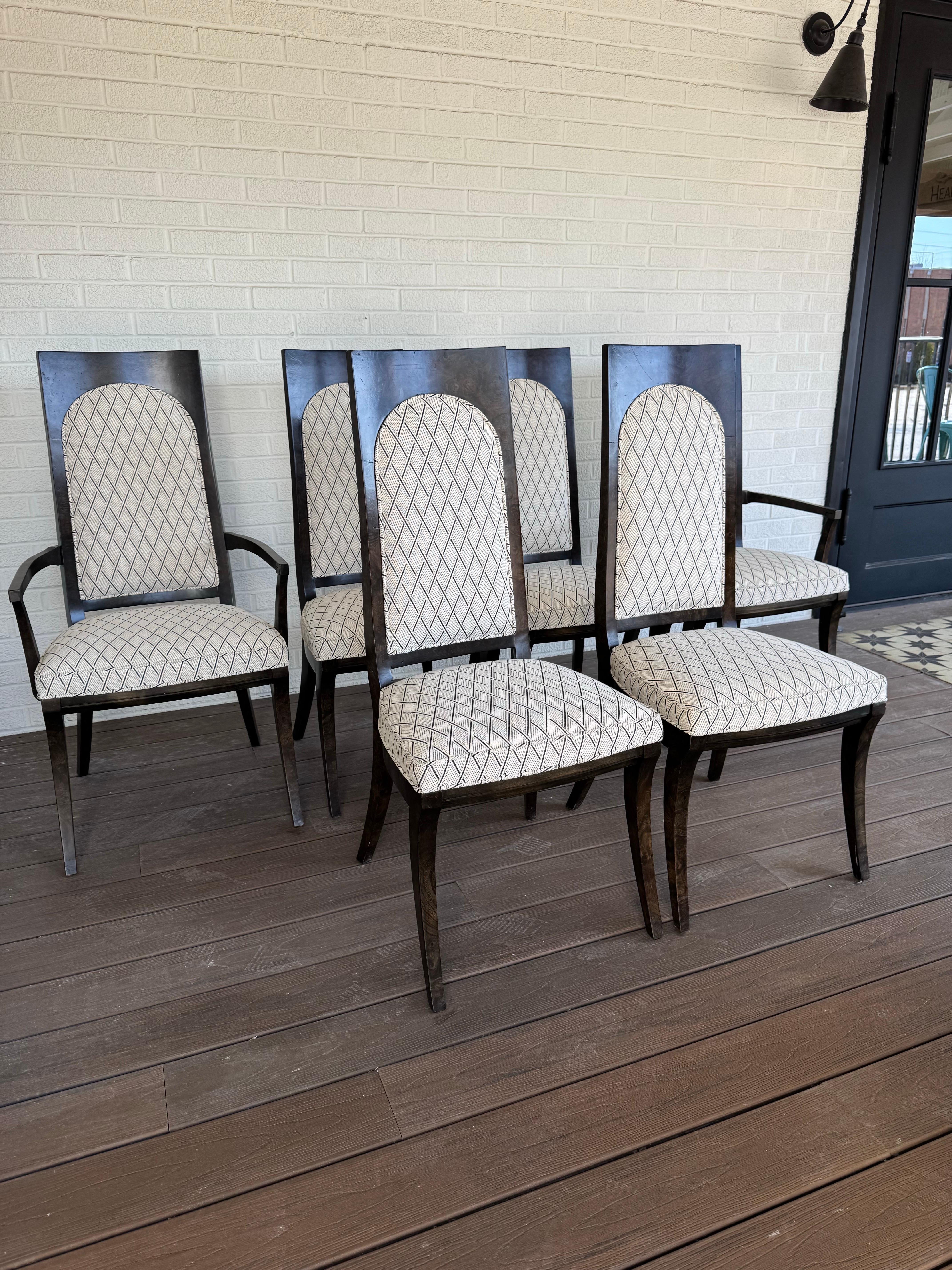 6 Mastercraft Burled Amboyna Dining Chairs For Sale 10