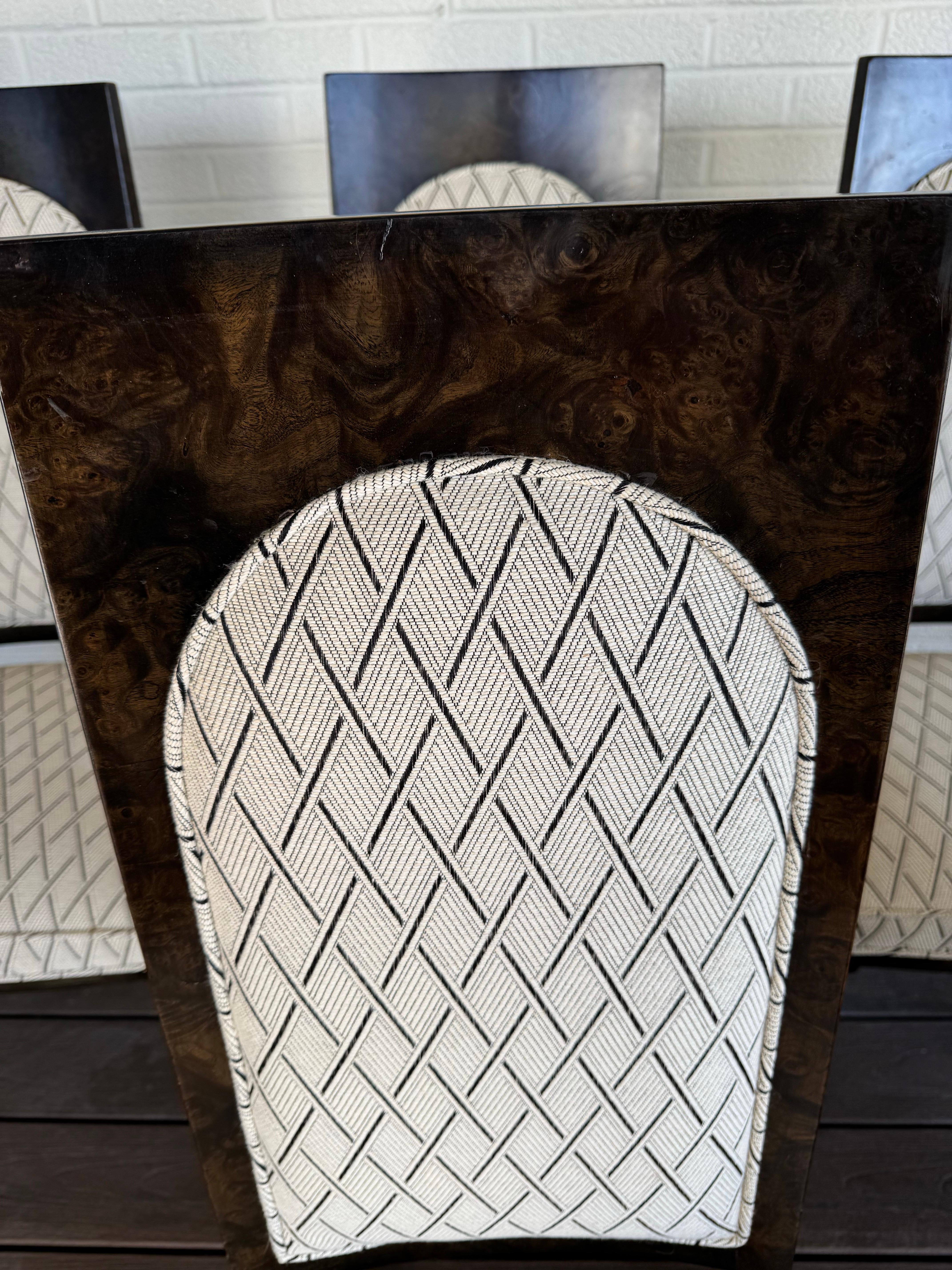 American 6 Mastercraft Burled Amboyna Dining Chairs For Sale
