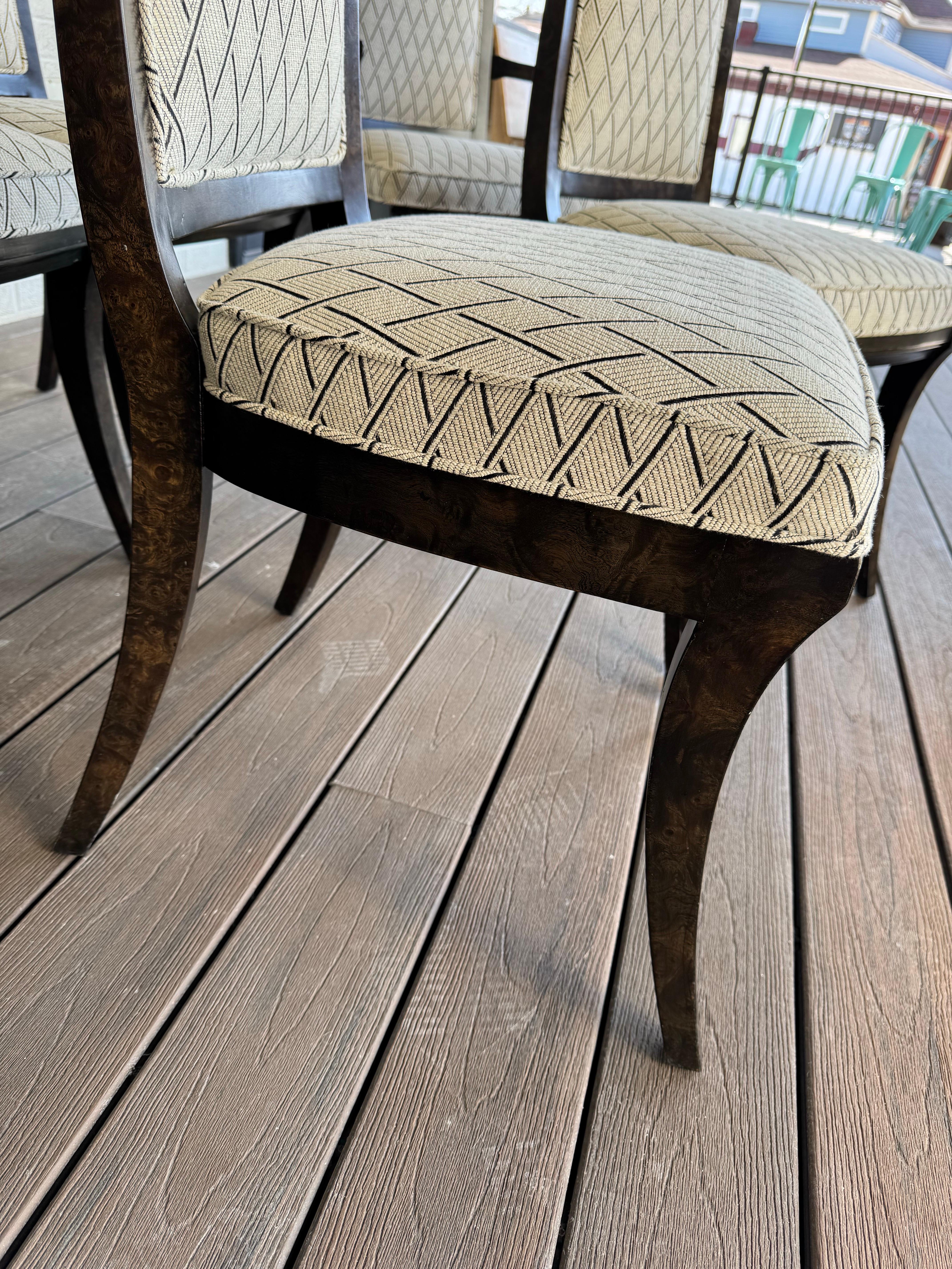 Late 20th Century 6 Mastercraft Burled Amboyna Dining Chairs For Sale