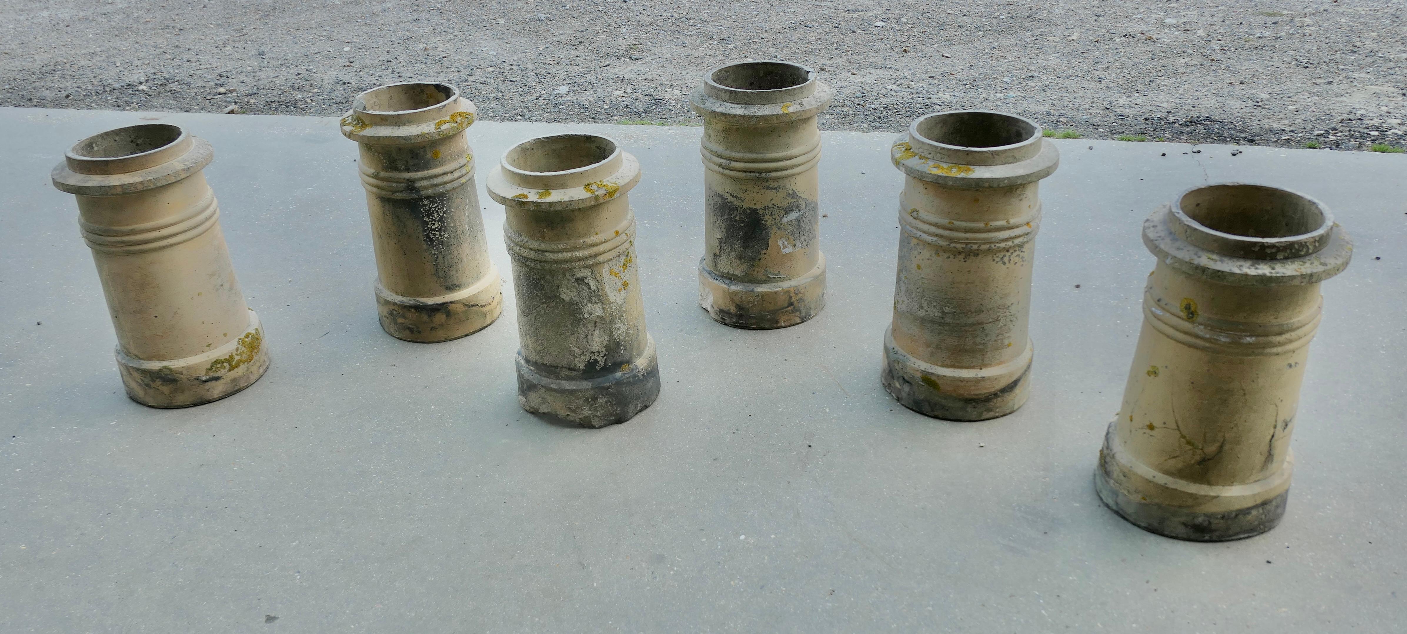 Early Victorian 6 Matching Victorian Chimney Pots   6 Well used and well weathered For Sale