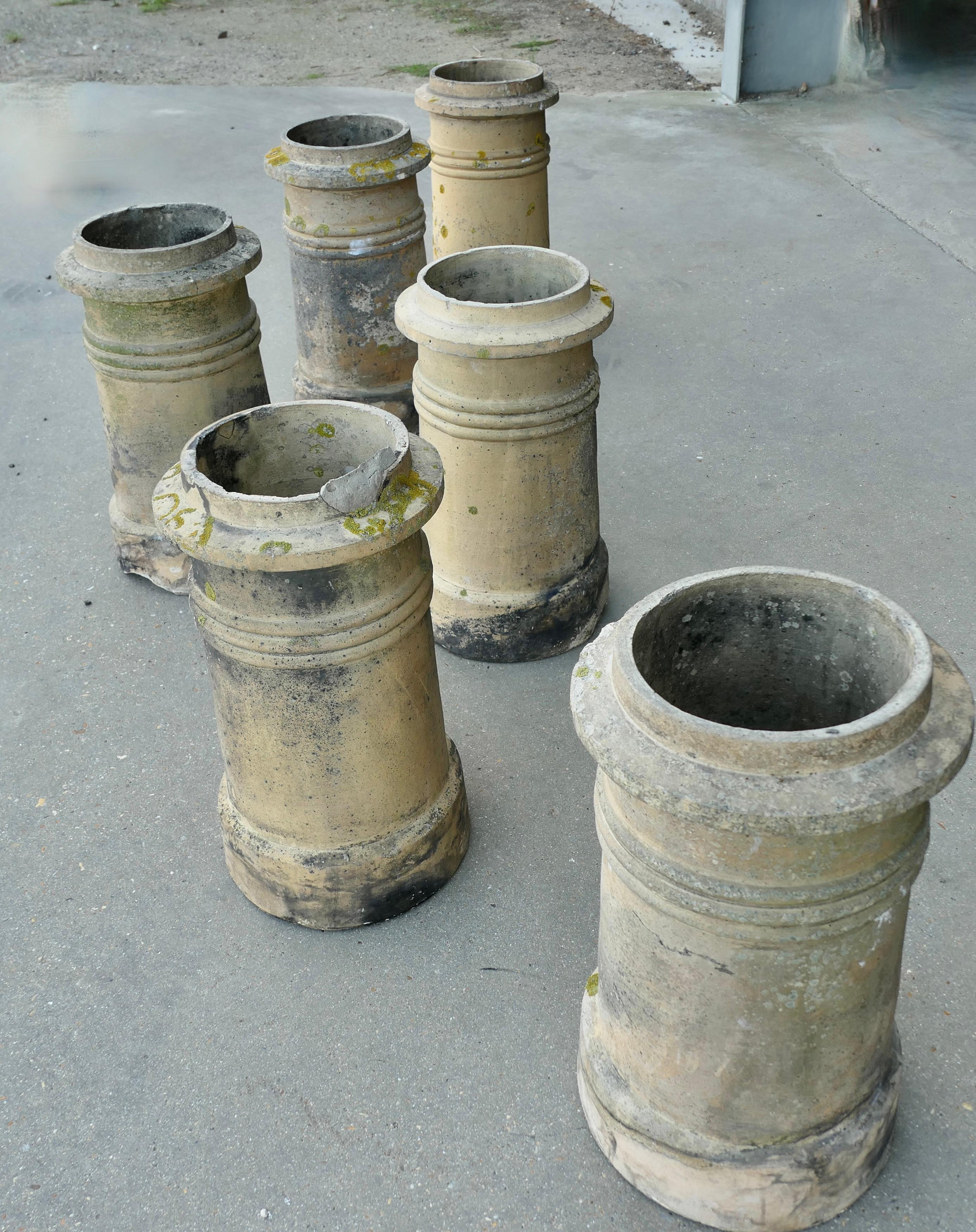 6 Matching Victorian Chimney Pots   6 Well used and well weathered For Sale 1