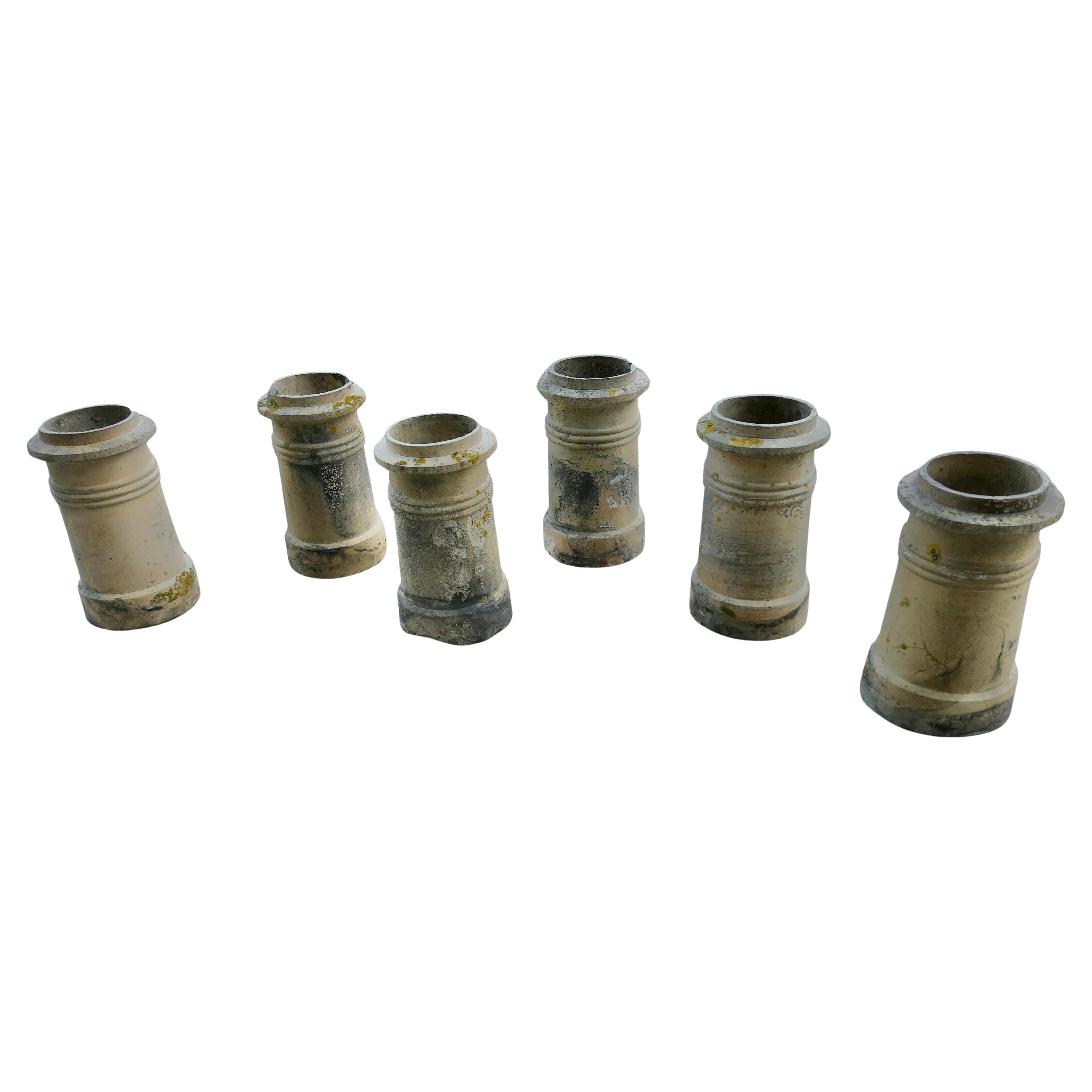 6 Matching Victorian Chimney Pots   6 Well used and well weathered For Sale