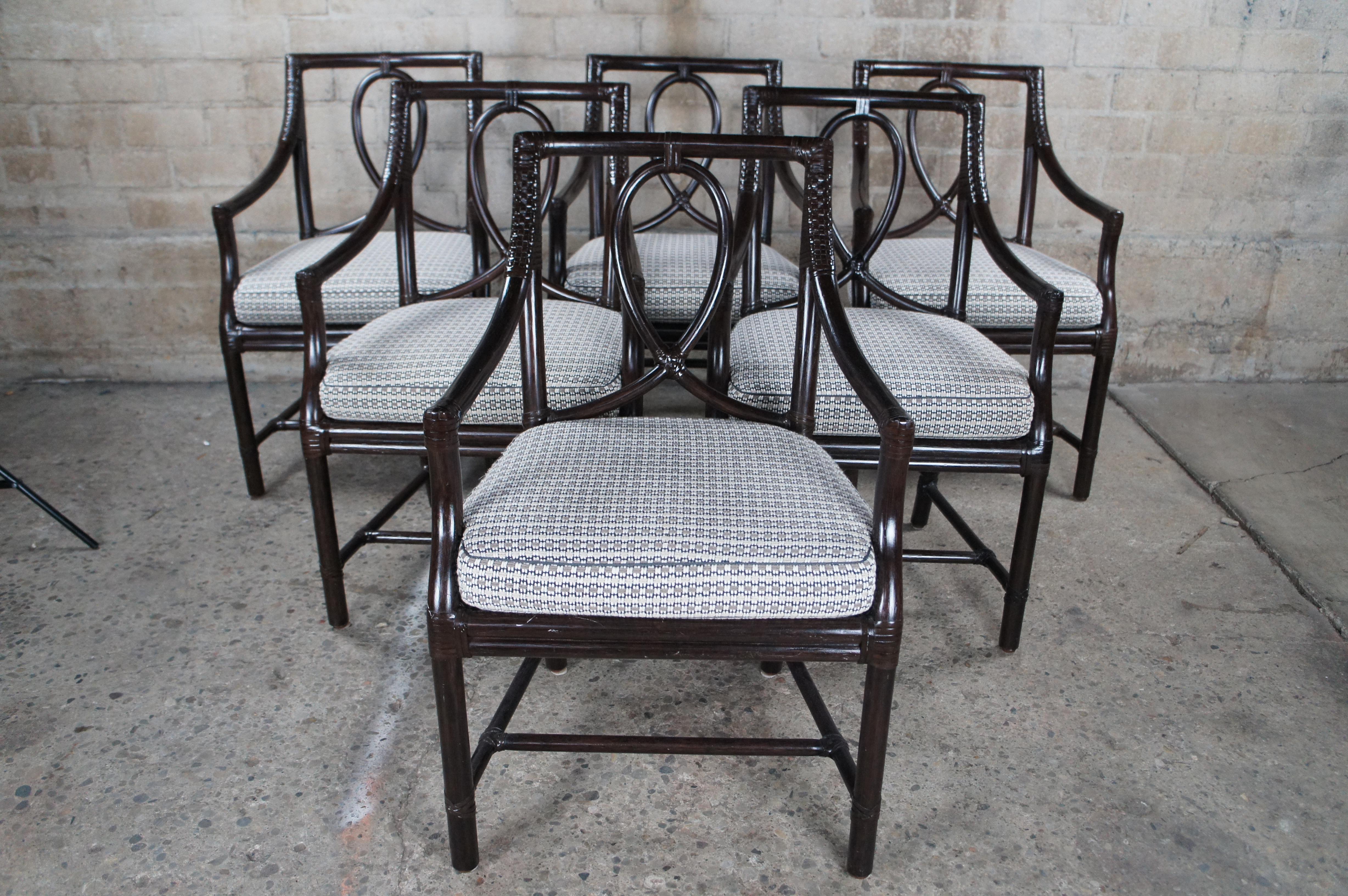 6 Mcguire Leona Organic Modern Bamboo Rattan Loop Back Dining Armchairs 8