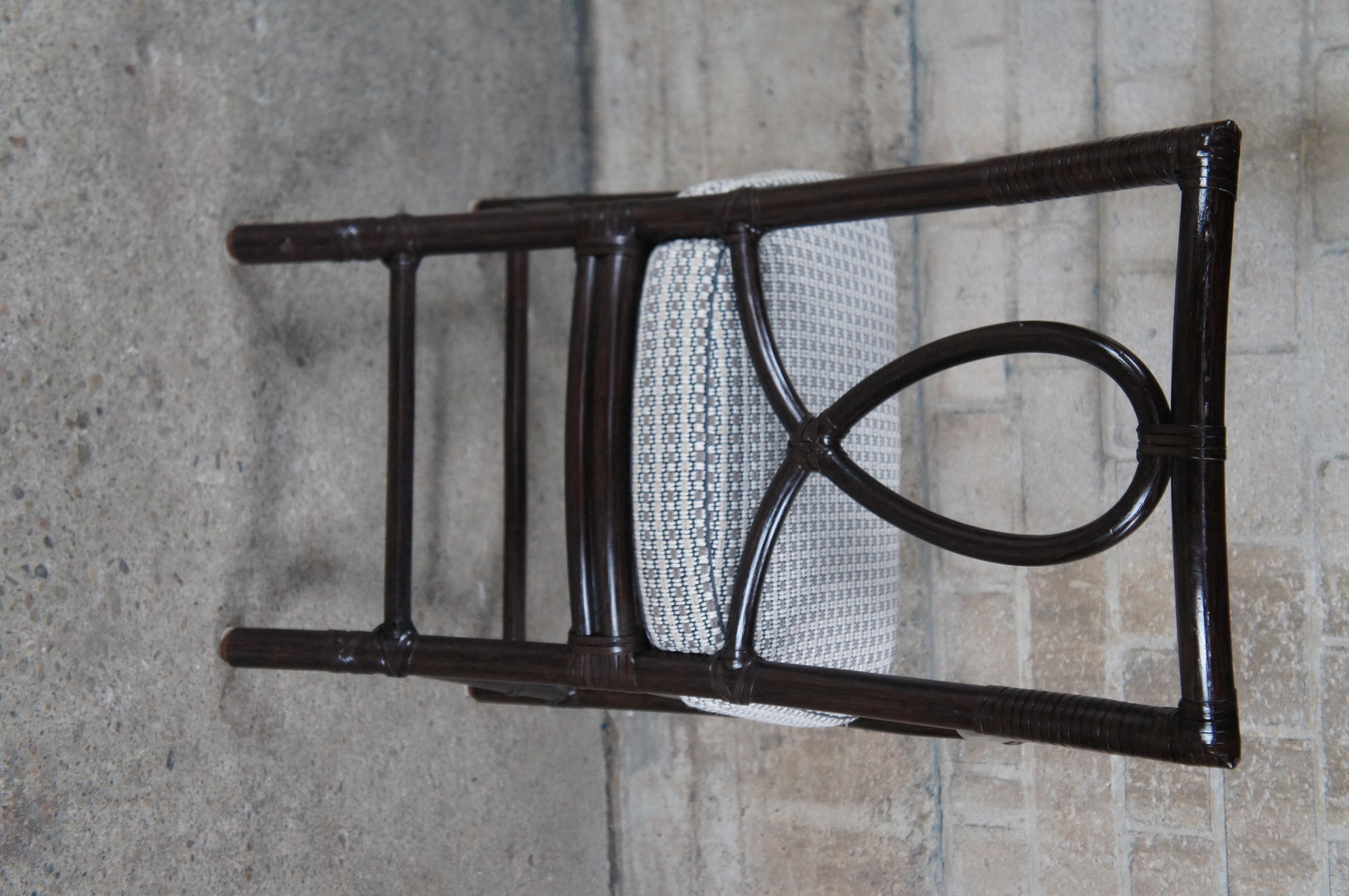 6 Mcguire Leona Organic Modern Bamboo Rattan Loop Back Dining Armchairs In Good Condition In Dayton, OH