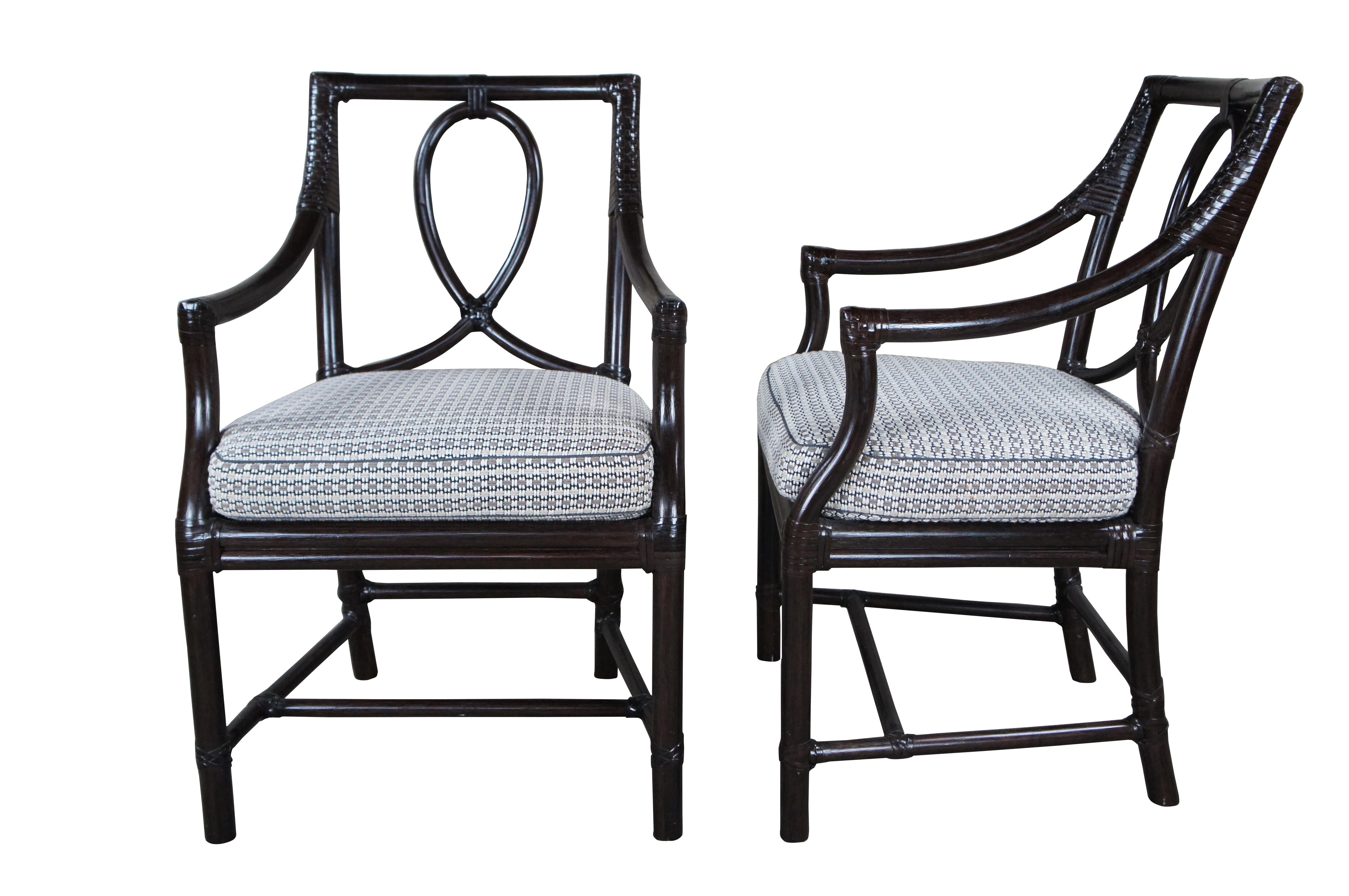 Upholstery 6 Mcguire Leona Organic Modern Bamboo Rattan Loop Back Dining Armchairs