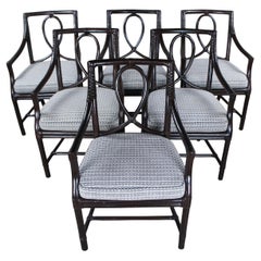 6 Mcguire Leona Organic Modern Bamboo Rattan Loop Back Dining Armchairs