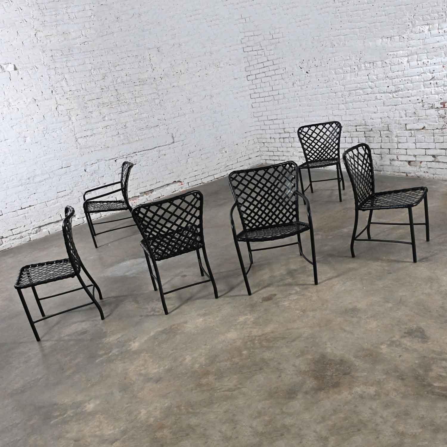 6 chaises de salle à manger d'extérieur Jordan Tamiami marron MCM, 4 accoudoirs et 2 bras par Hall Bradley en vente 3