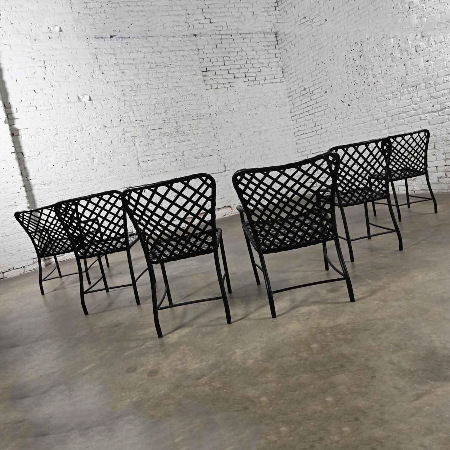 6 chaises de salle à manger d'extérieur Jordan Tamiami marron MCM, 4 accoudoirs et 2 bras par Hall Bradley en vente 2