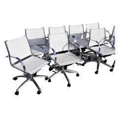 Fauteuils de bureau de confrence rglables en chrome Mcm de Sitland, Italie