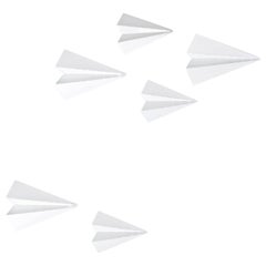 6 Metal Origami Planes (contemporary art, sculptural object)
