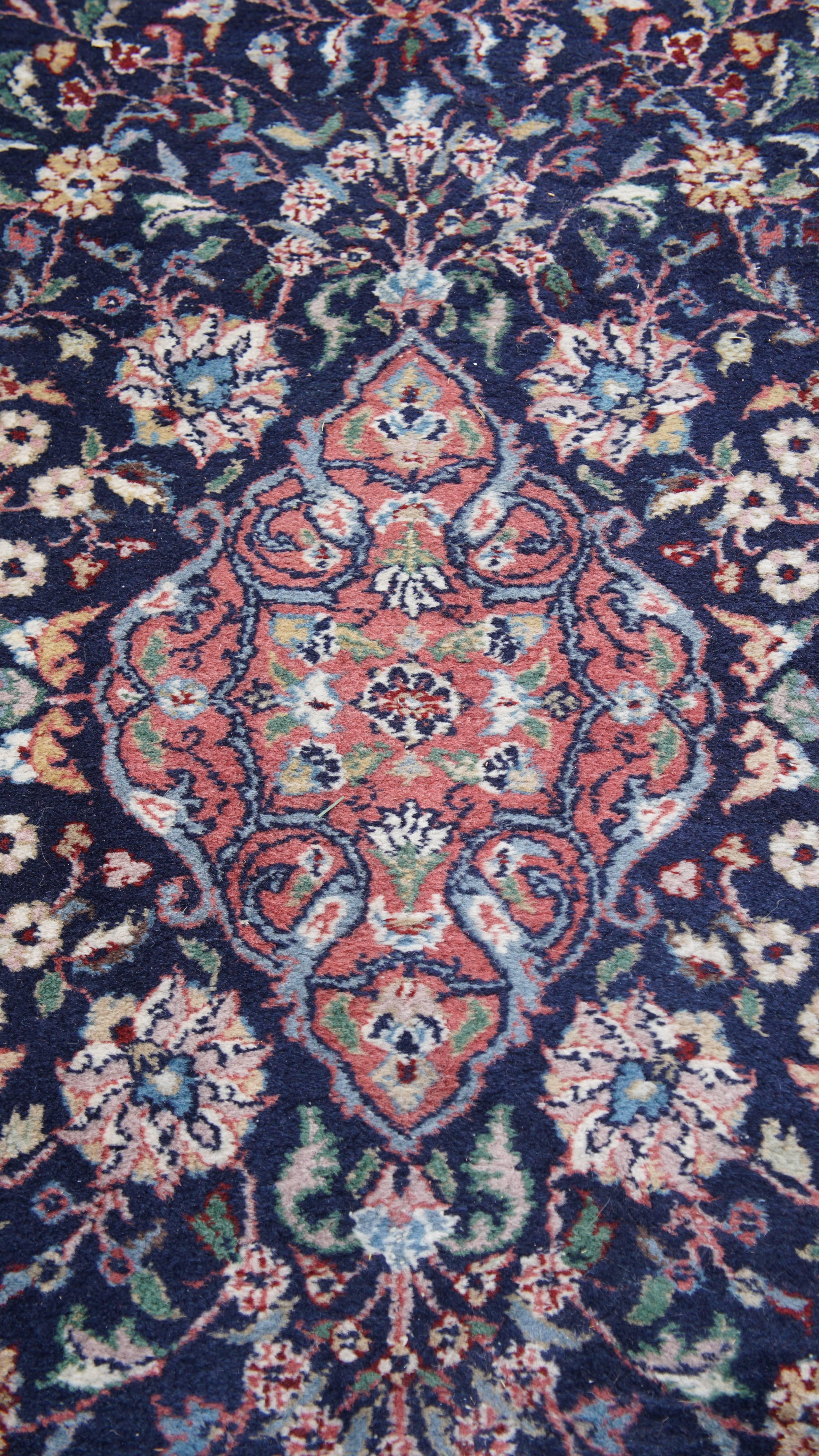 Hand-Crafted 6-Meter Long Vintage Runner in Blue For Sale