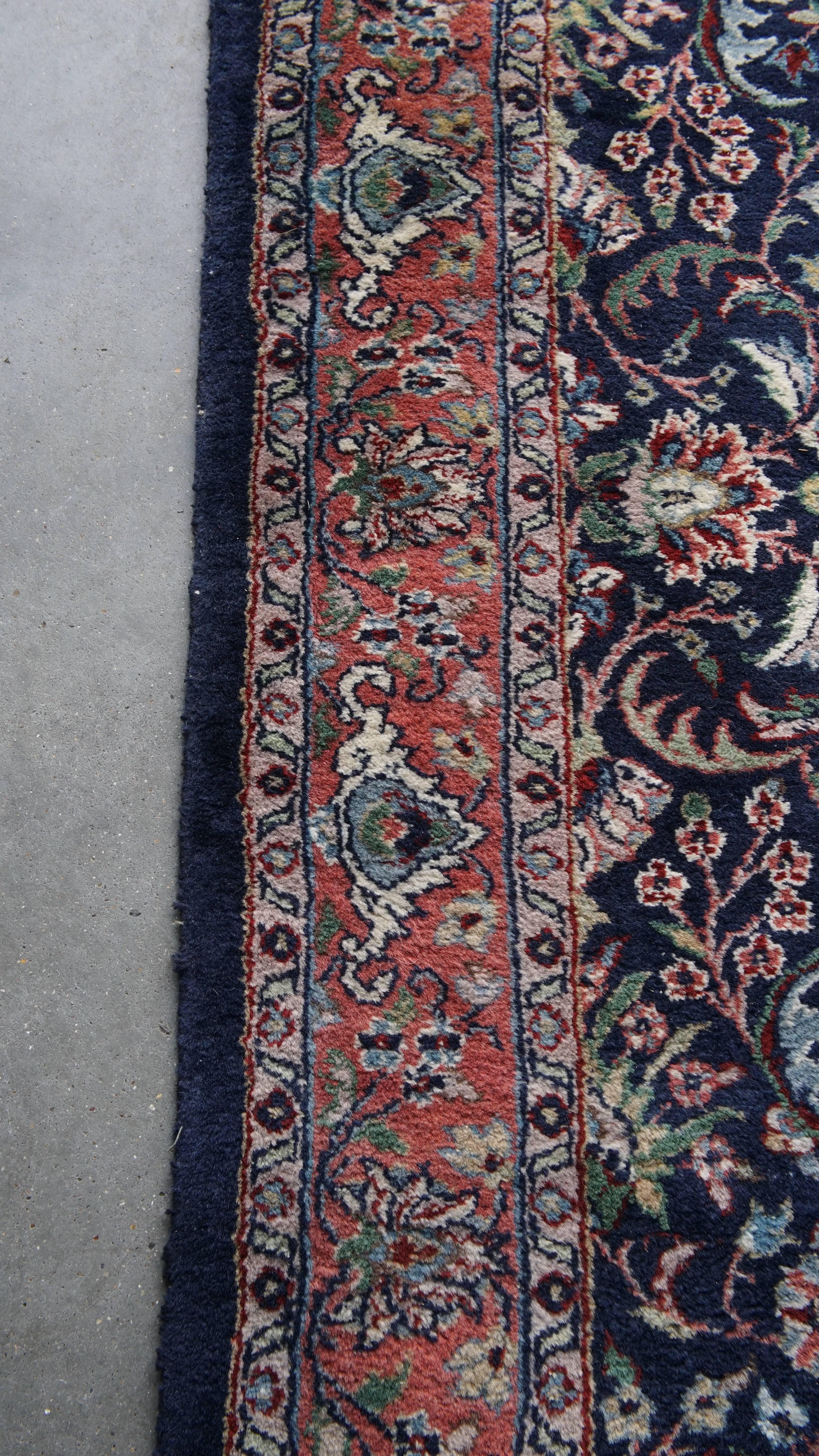 Cotton 6-Meter Long Vintage Runner in Blue For Sale