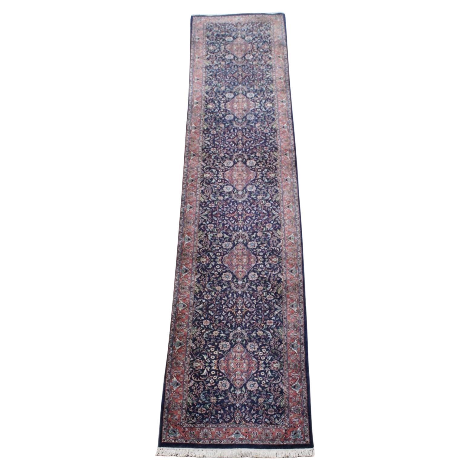 6-Meter Long Vintage Runner in Blue For Sale