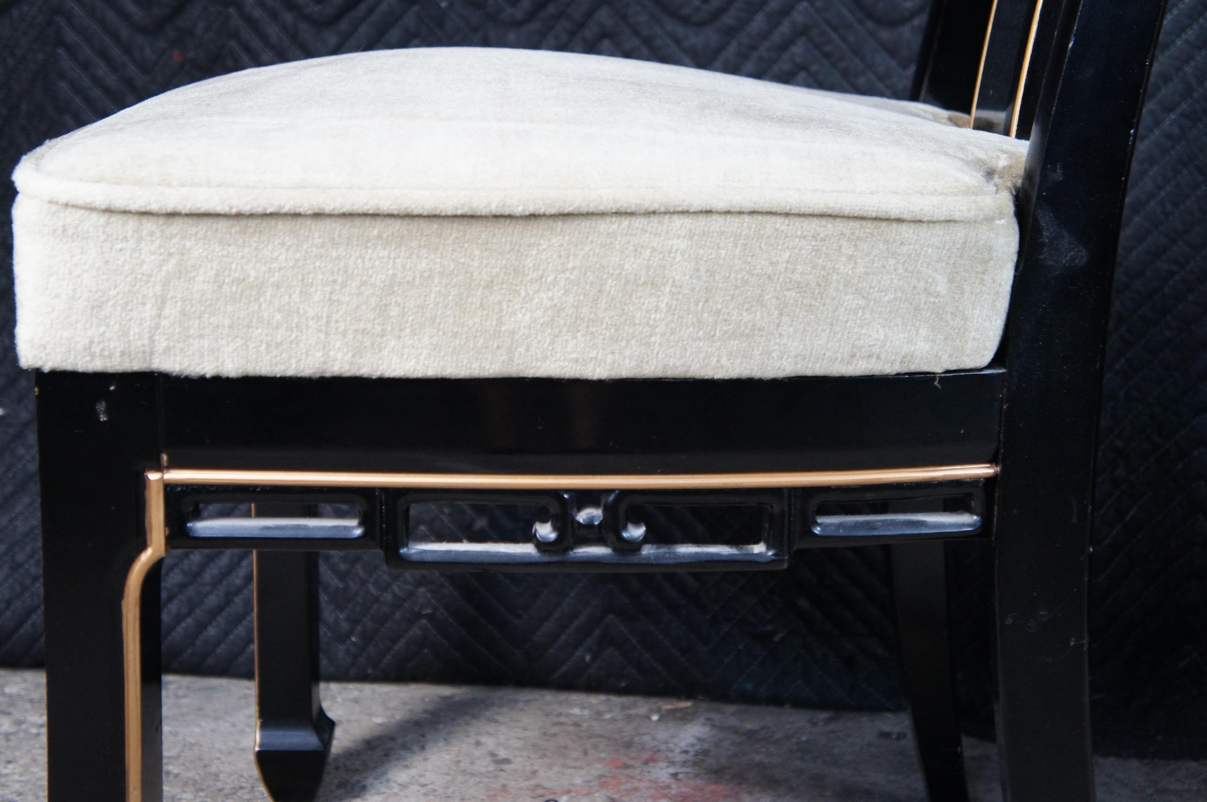 6 Sillas de Comedor de Chinoiserie Oriental de Mediados de Siglo Lacadas en Negro en venta 4